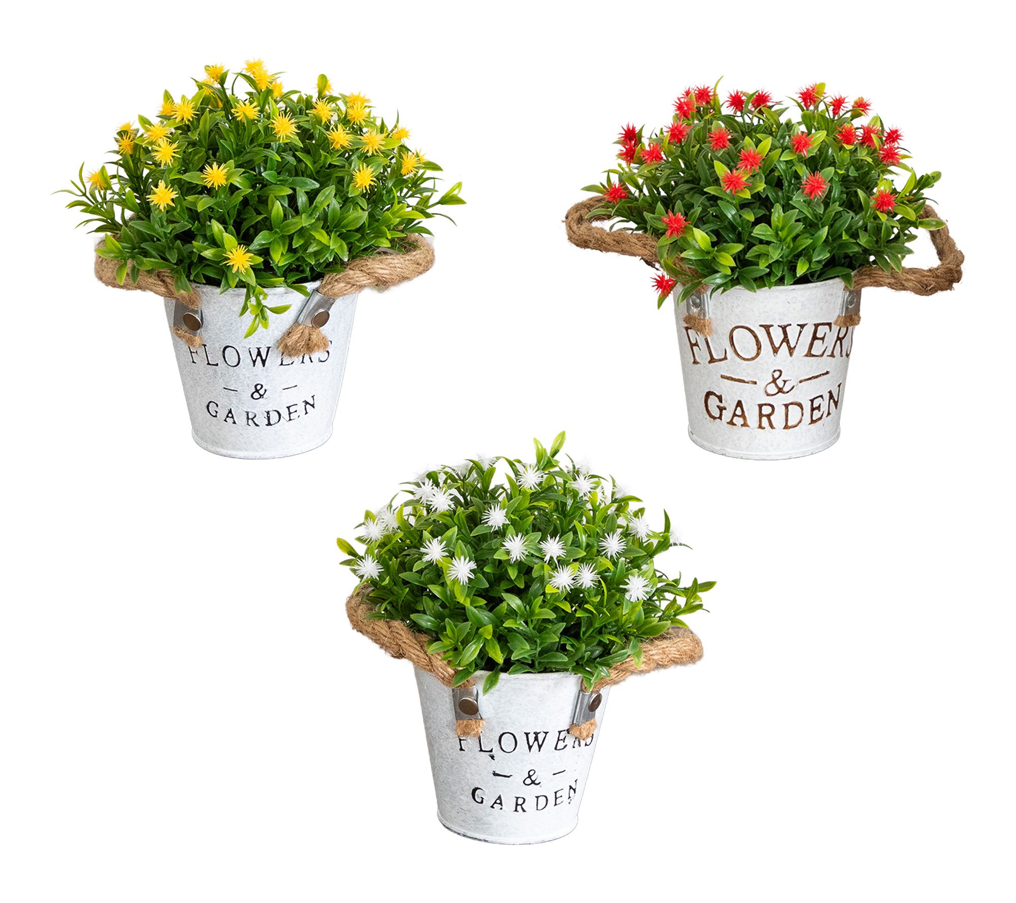 8-in Flowering Arrangement - Set of 3 by Nearly Natural