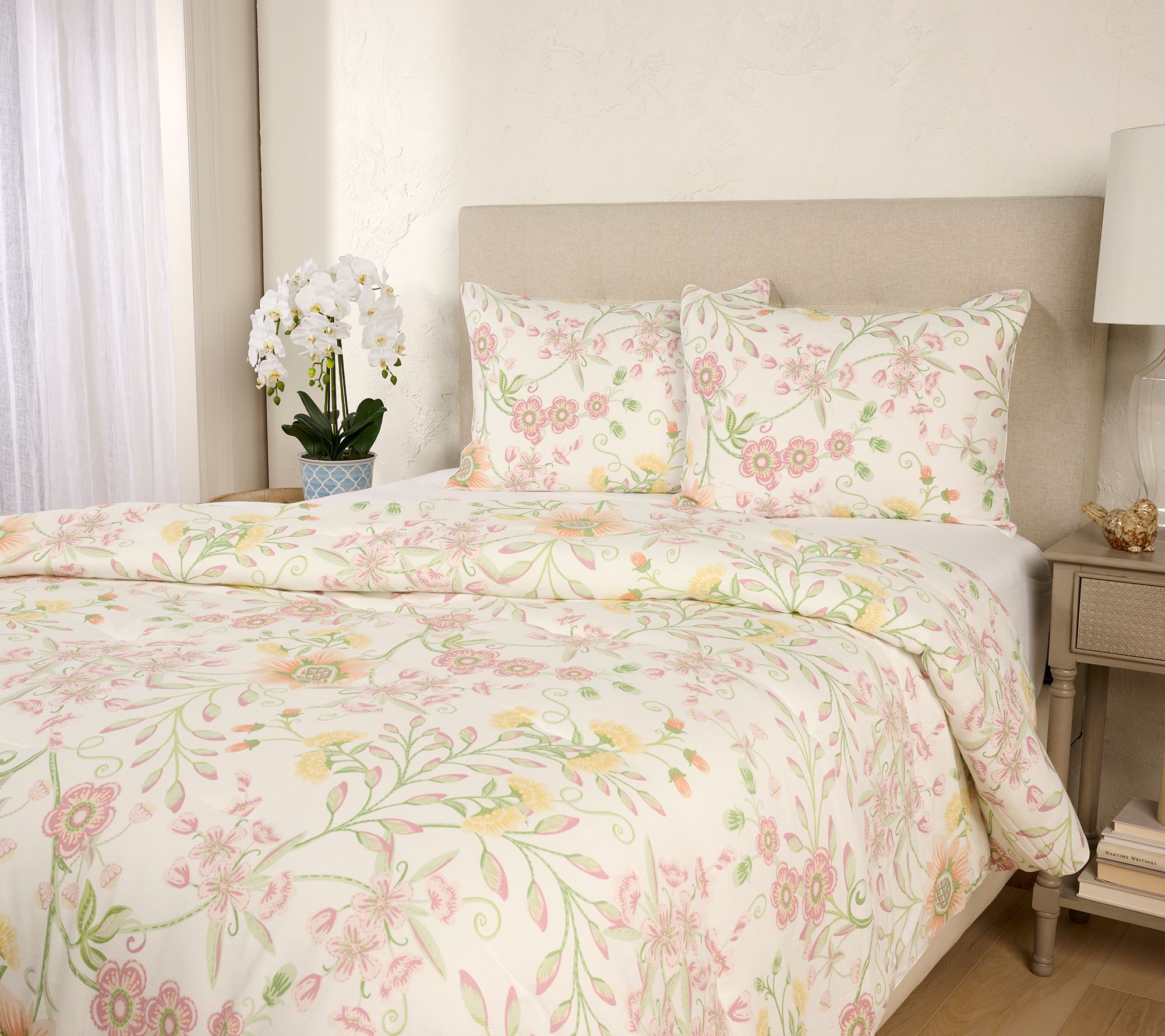 "As Is" Home Reflections Floral Pique Comforter & Sham Set- Full