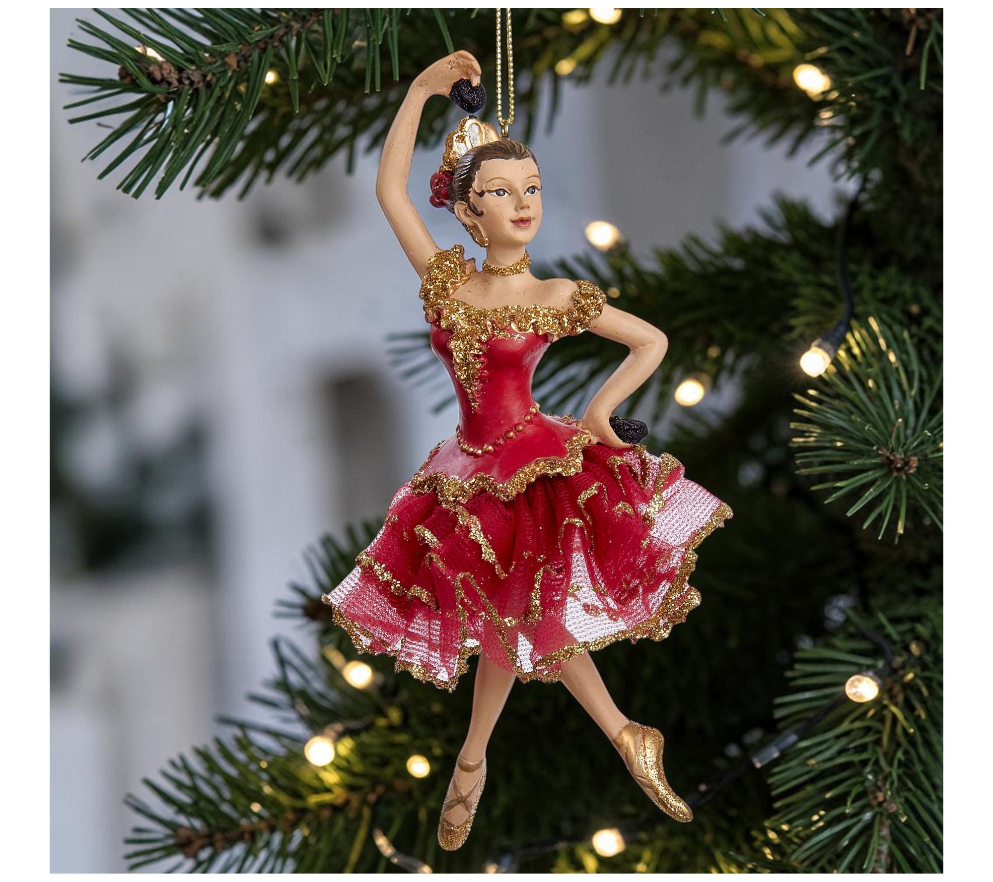 RC Home Decor-Set of 3 Red & Gold Ballerina Christmas Ornament