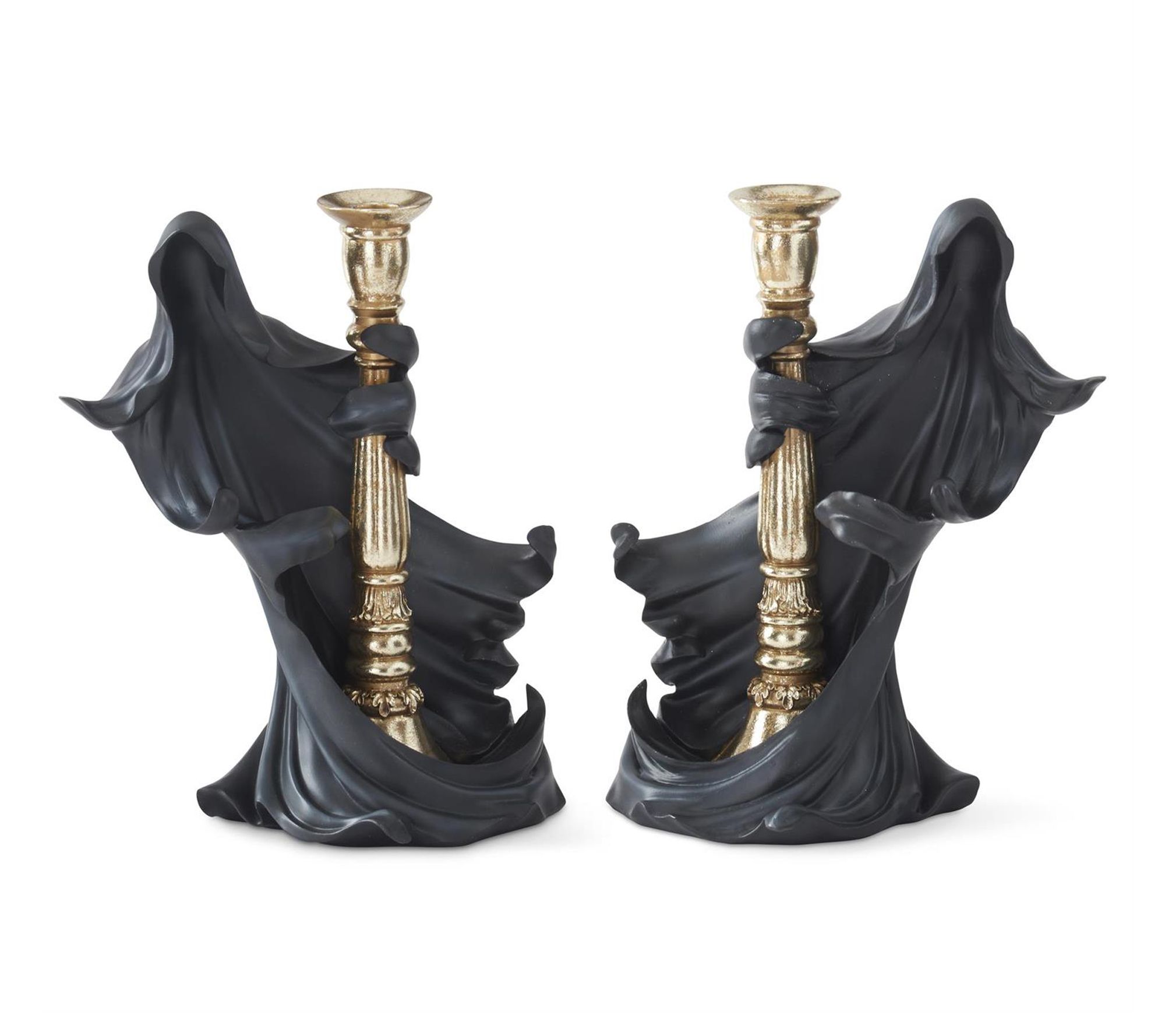 RC Home Decor -Set of 2 Black Ghost Figure Taper Candleholders