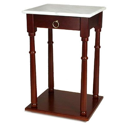 Thomas Pacconi Cherry Side Table w/Drawer and Marble Top - QVC.com