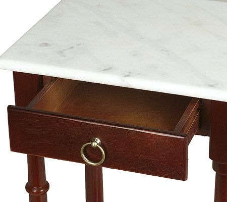 Thomas Pacconi Cherry Side Table w/Drawer and Marble Top - QVC.com
