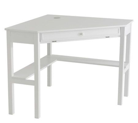 Lawrence Corner Desk With Keyboard Drawer White Finish Qvc