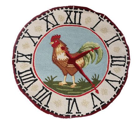 HomeReflections Handmade 3'x3' Round Rooster Accent Rug - QVC.com