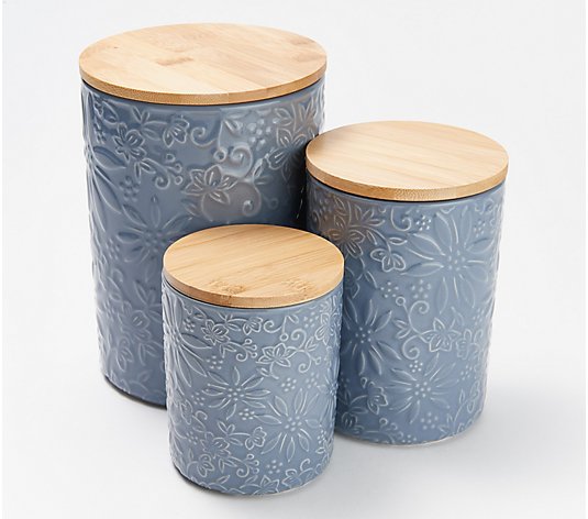 Temp-tations Classic Sculptural Set of 3 Lidded Canisters