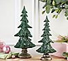 Set of 2 Green Glistening Snow Trees by Valerie