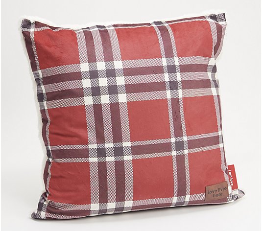 Peace Love World 20" x 20" Harrison Plaid Pillow with Leather Patch