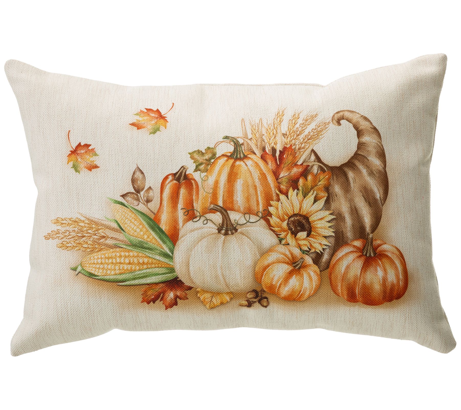 Glitzhome Cornucopia Faux Linen Thanksgiving 18" Throw Pillow