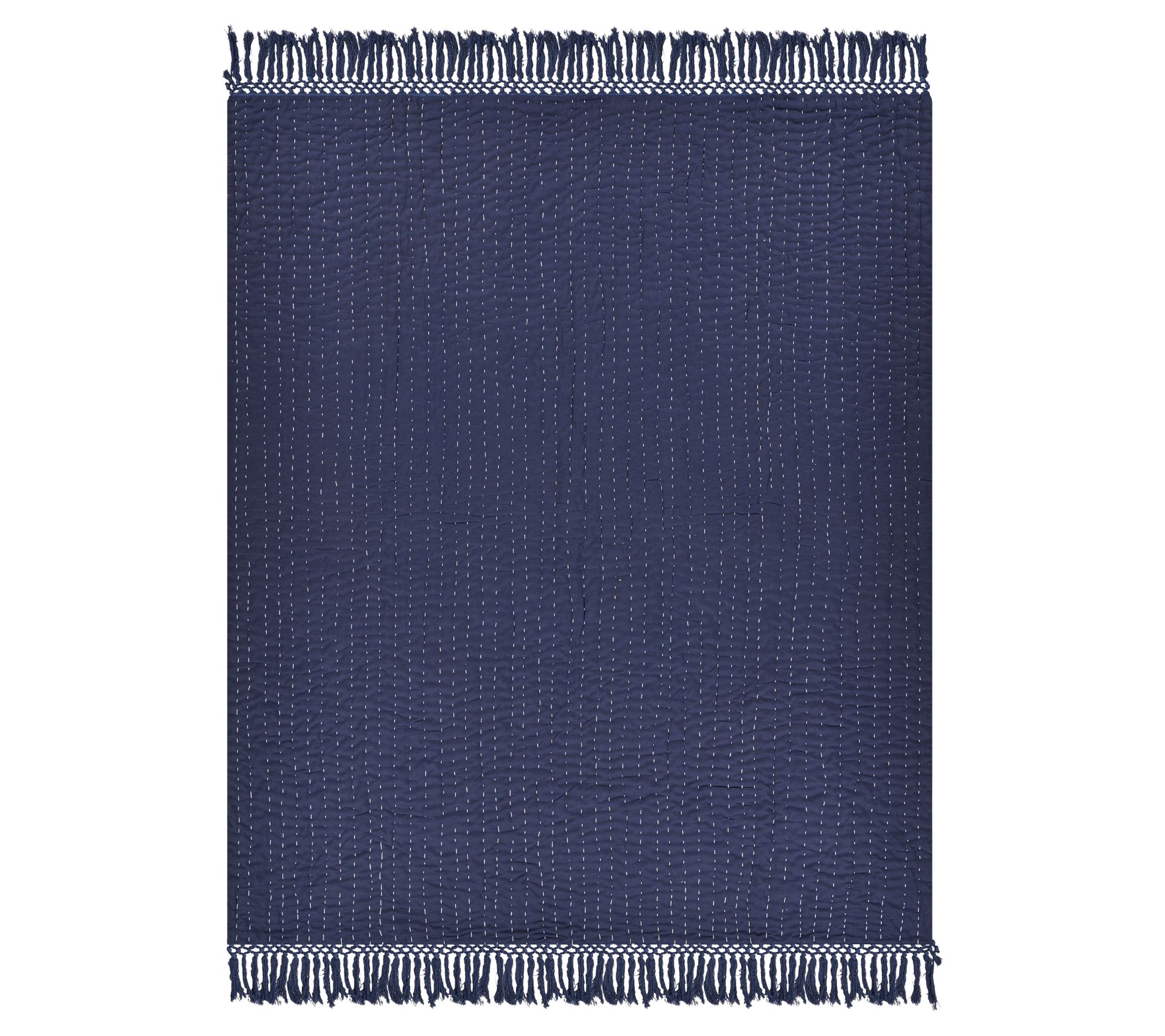 Ox Bay Trading Embroidered Stitch Throw Blanket