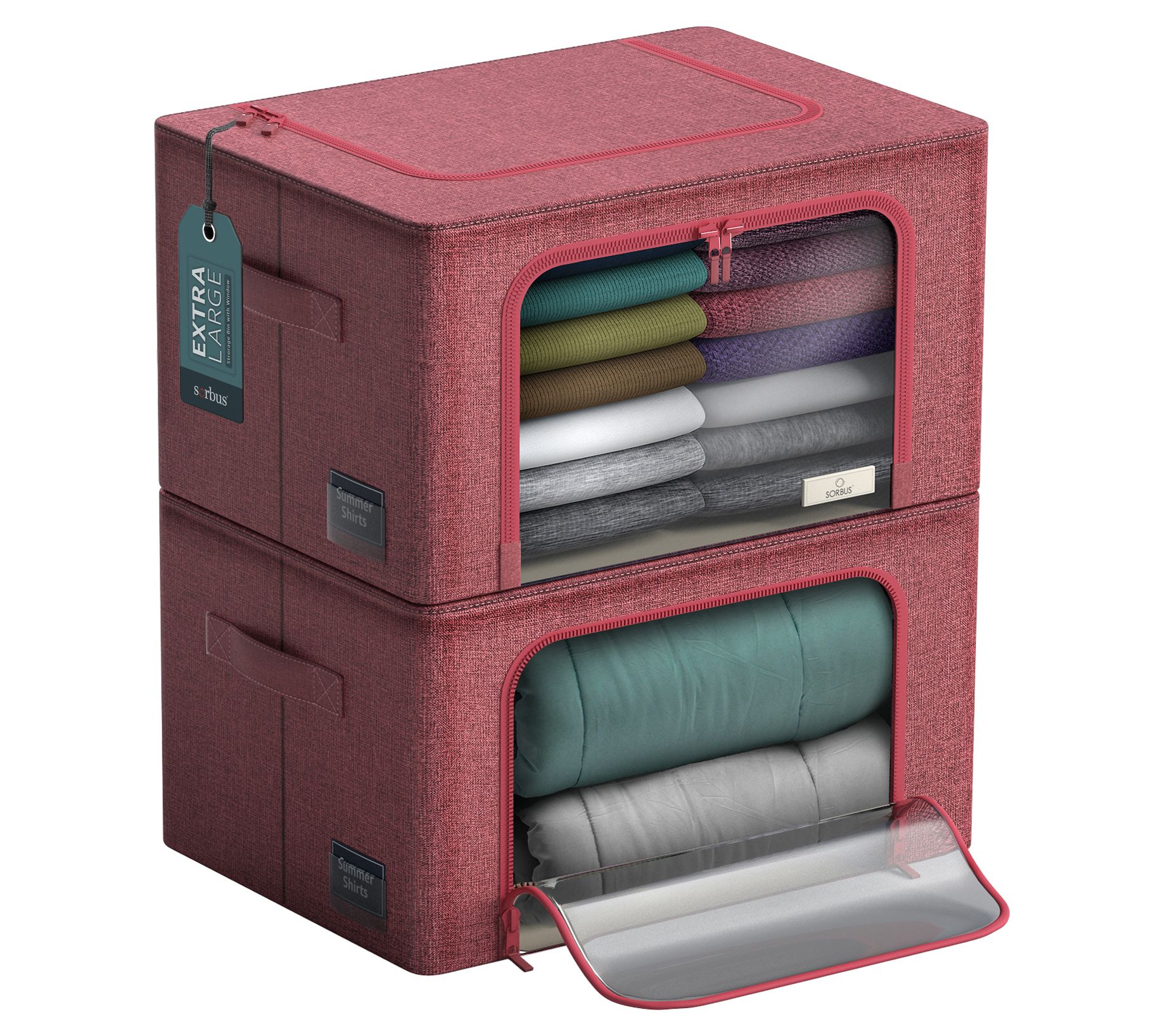 Sorbus 2 Large Foldable Storage Box Organizers