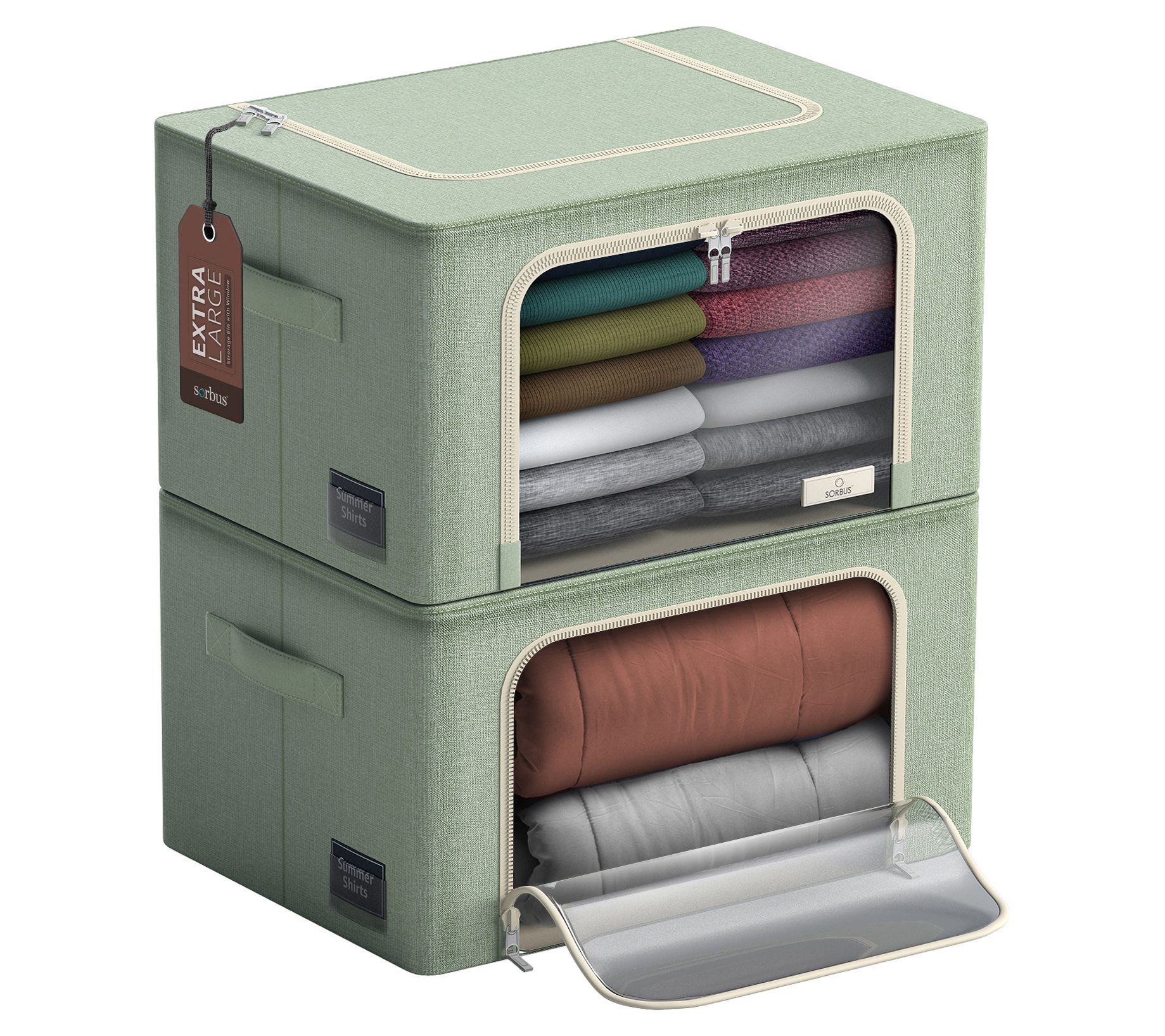 Sorbus 2 Large Foldable Storage Box Organizers