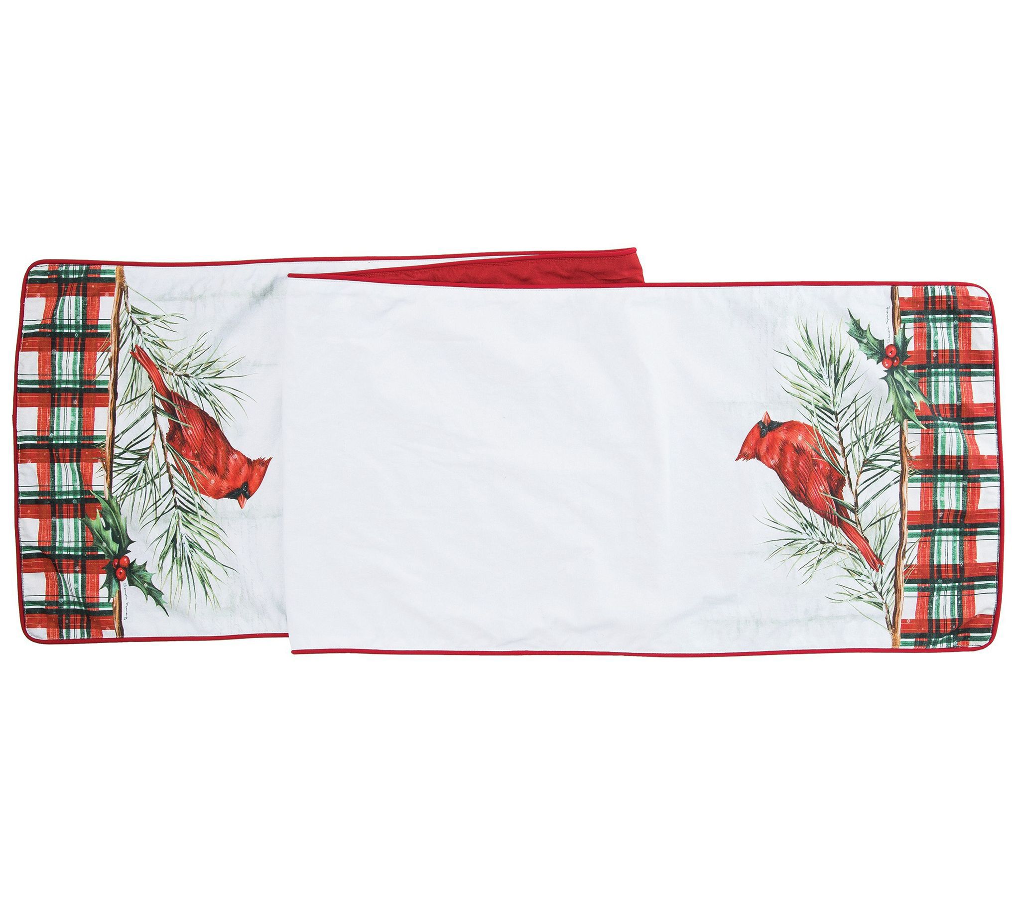13" x 72" Woodland Cardinal Plaid Table Runner by Valerie