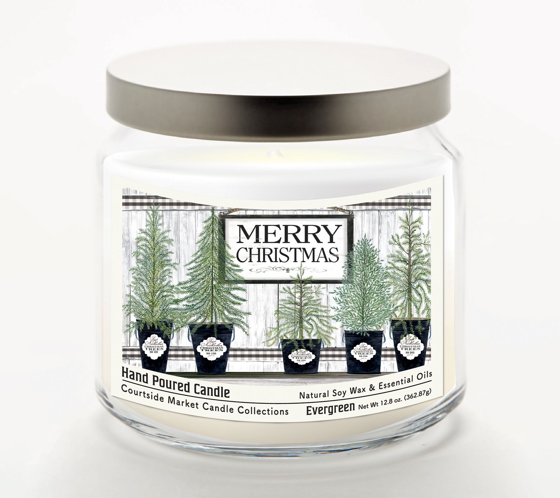 Courtside Market Merry Christmas Candle Glass Jar 12.8 oz