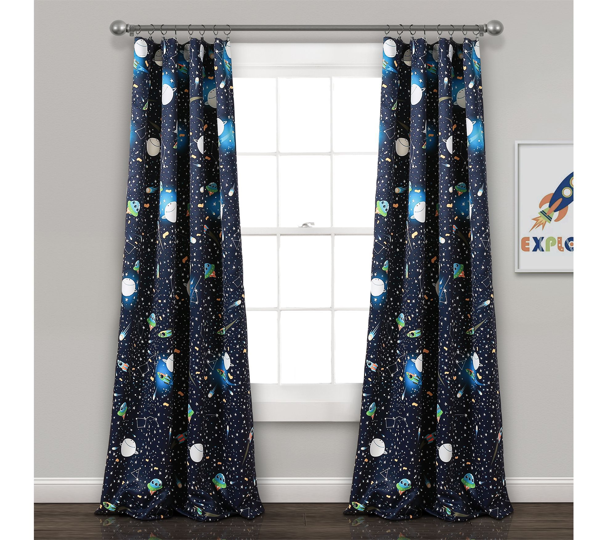 Universe Set of 2 Room Darkening Curtains by Lush Decor
