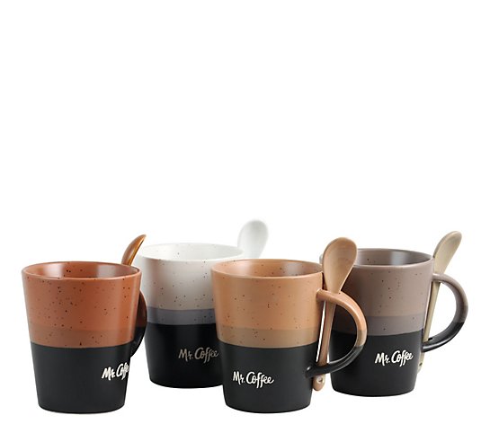 Mr. Coffee Cafe Greco (4) 14-oz Mug & Spoon Set
