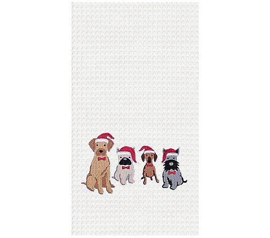 C&F Home Dog Santa Hats Kitchen Towel Set of 2