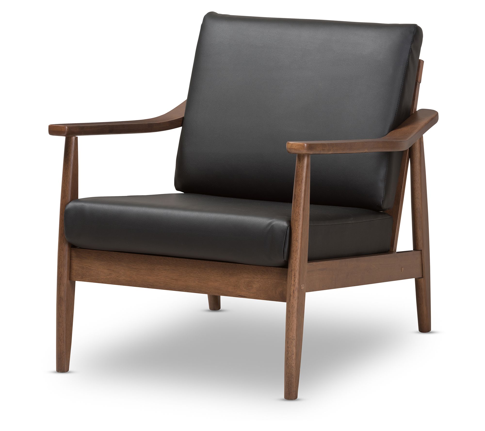 Venza Mid-Century Modern Wood Faux Leather Loune Chair