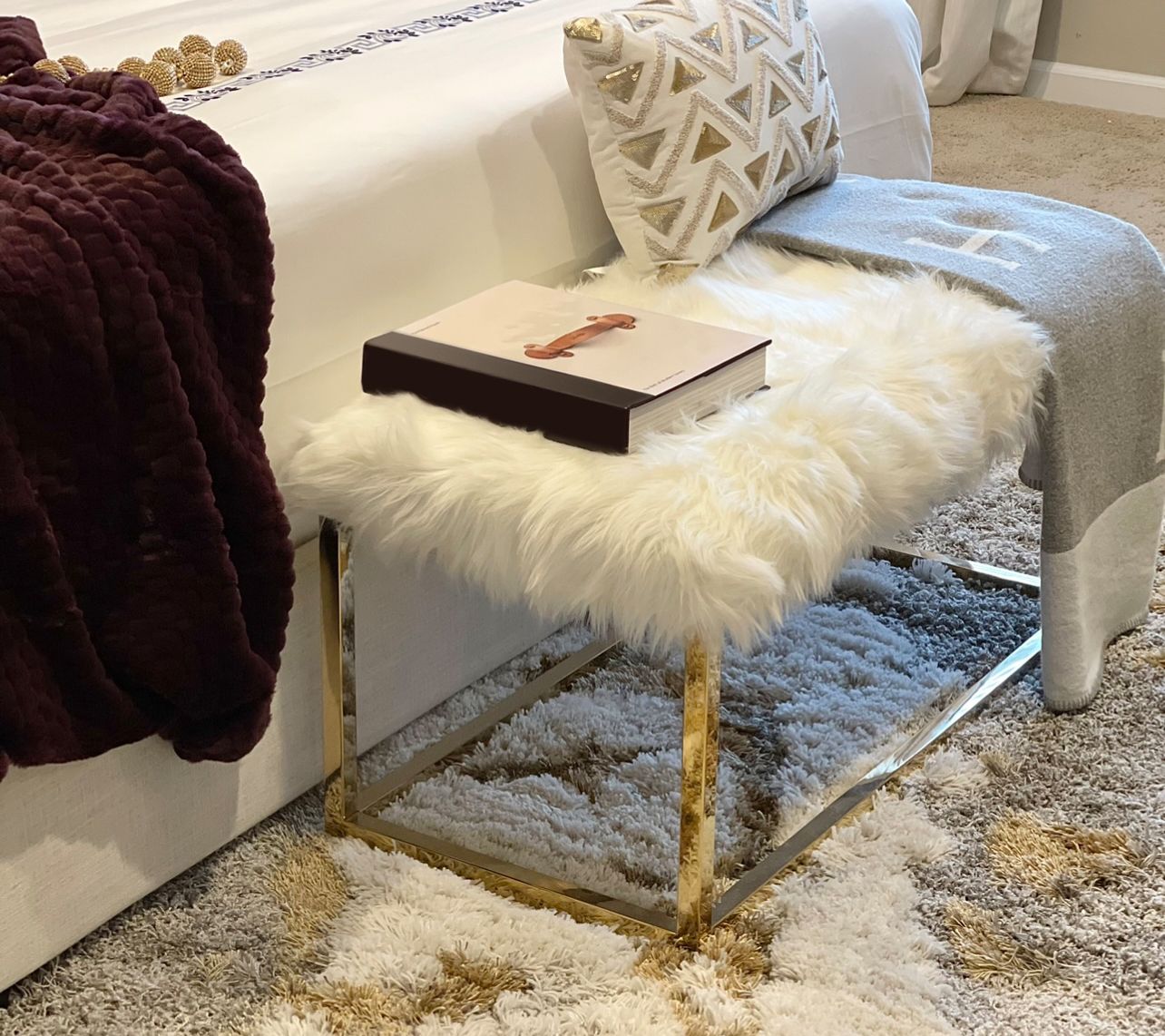 Faux fur bench online throw