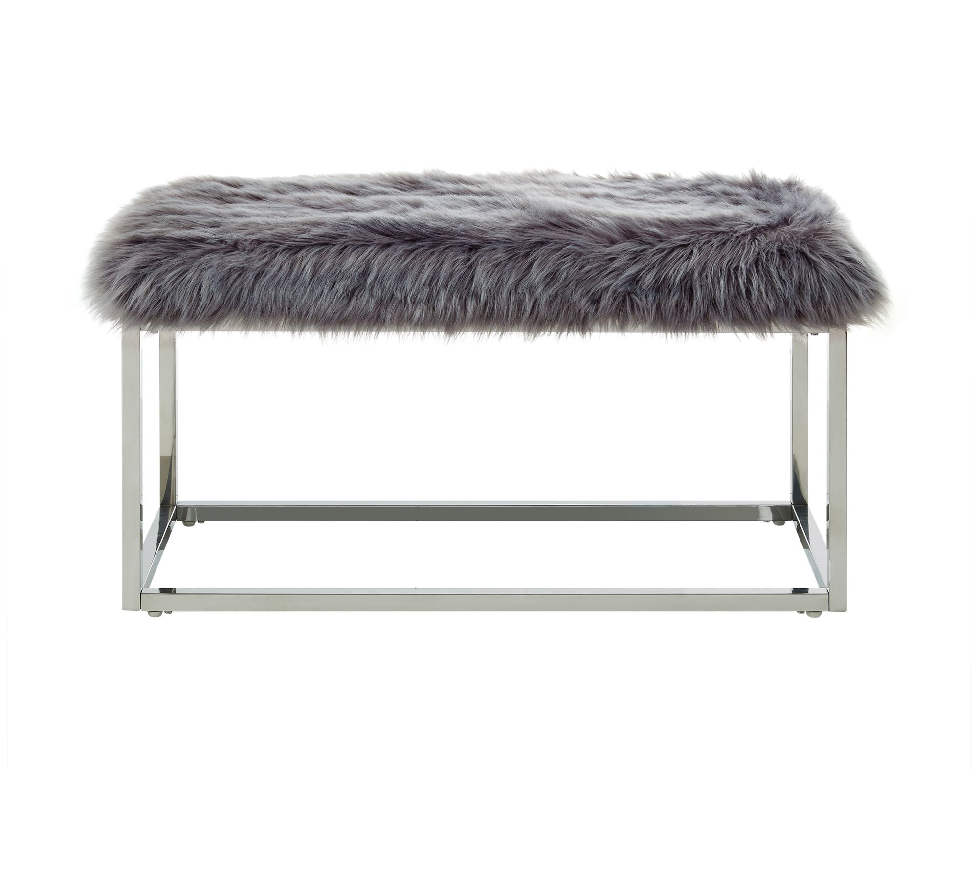 Faux Fur Metal Frame Bench