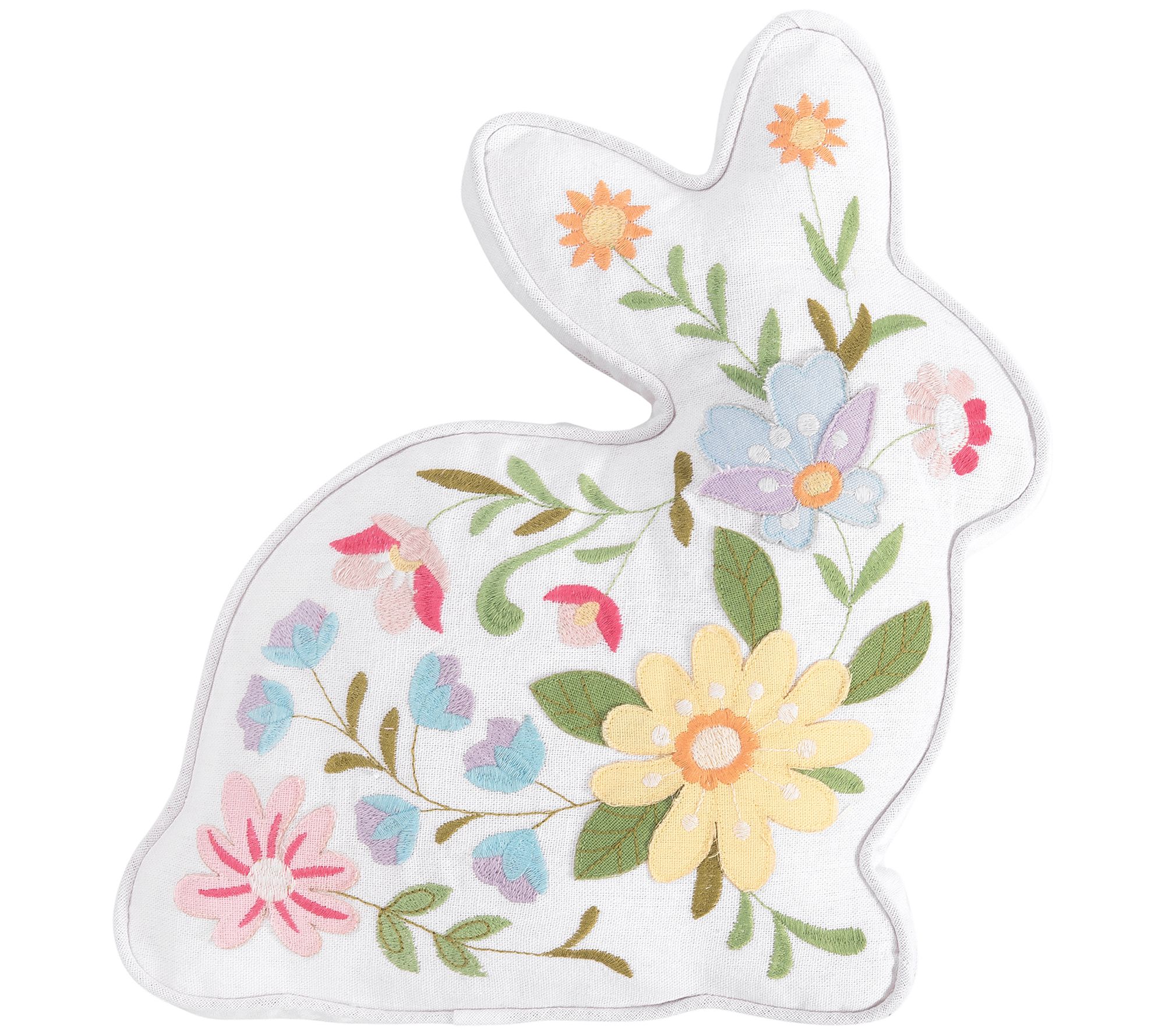 Floral Bunny Shaped Pillow by Valerie