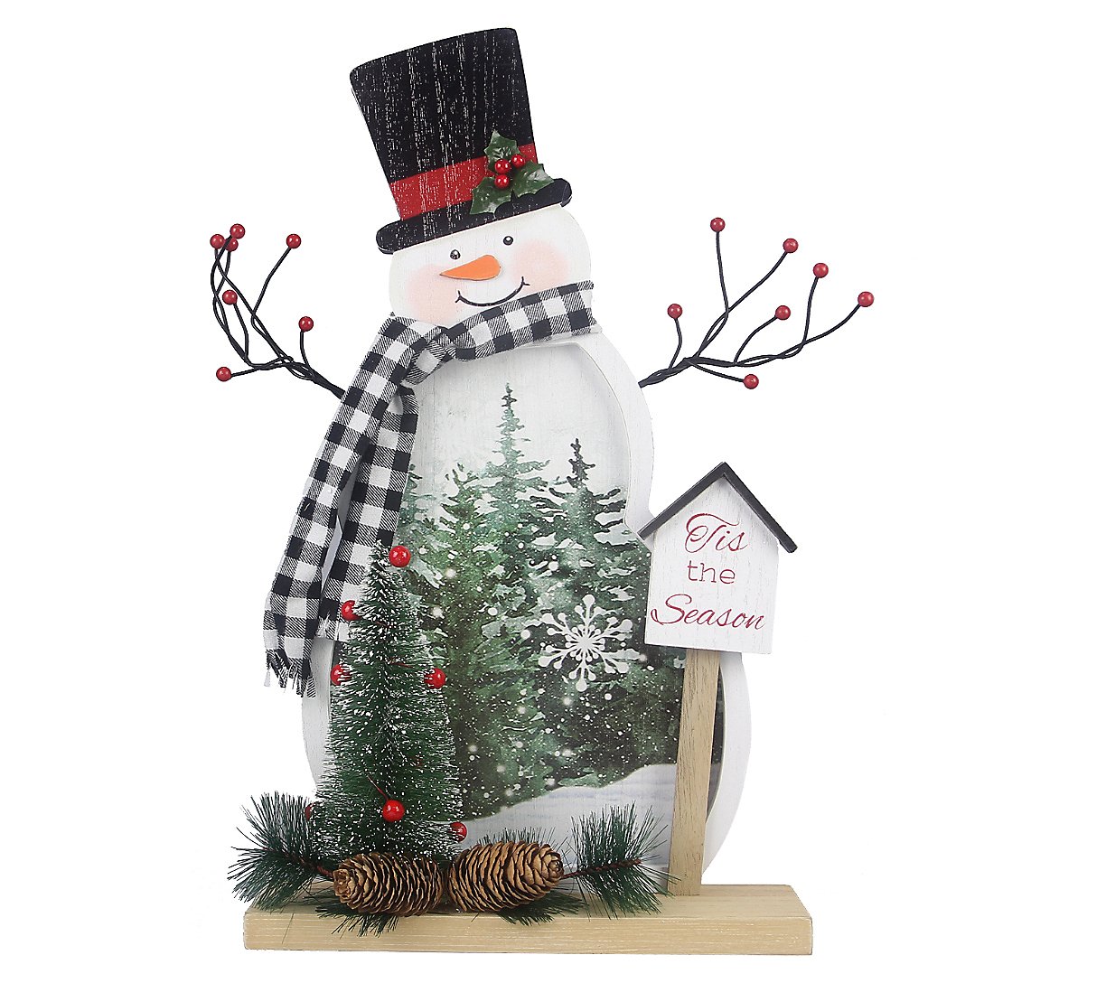 Young's Set of (2) Wood Snowman Tabletop w/Desi gn