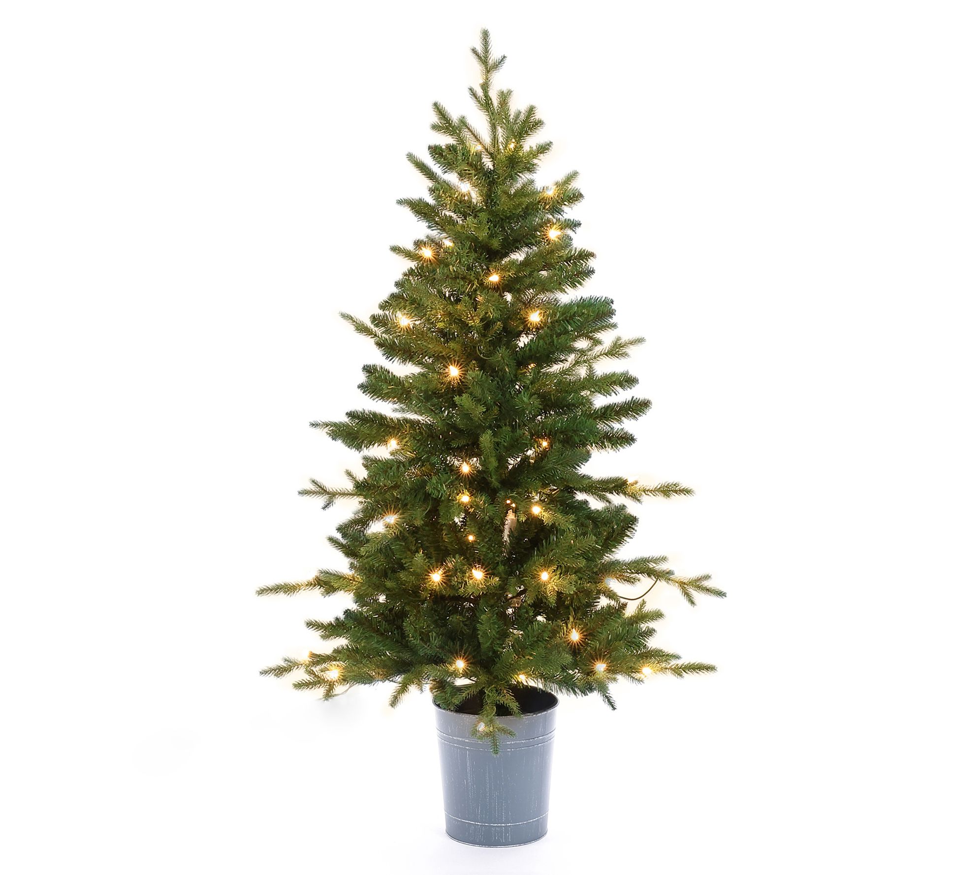 LuxenHome 4' Pre-Lit PVC/PE Artificial Fir Christmas Tree