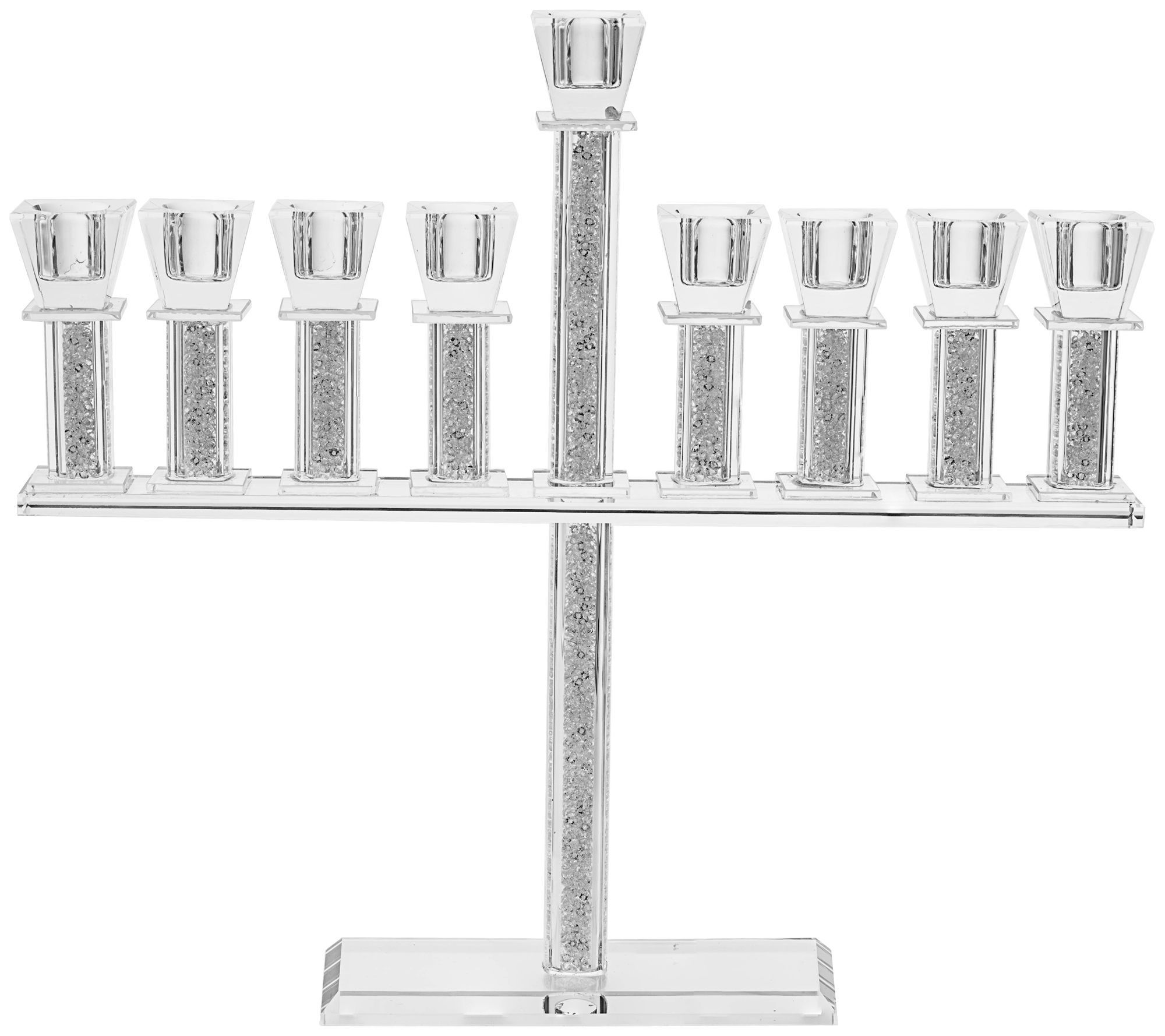 Copa Judaica Crystal Menorah Traditional with Crushed Stones