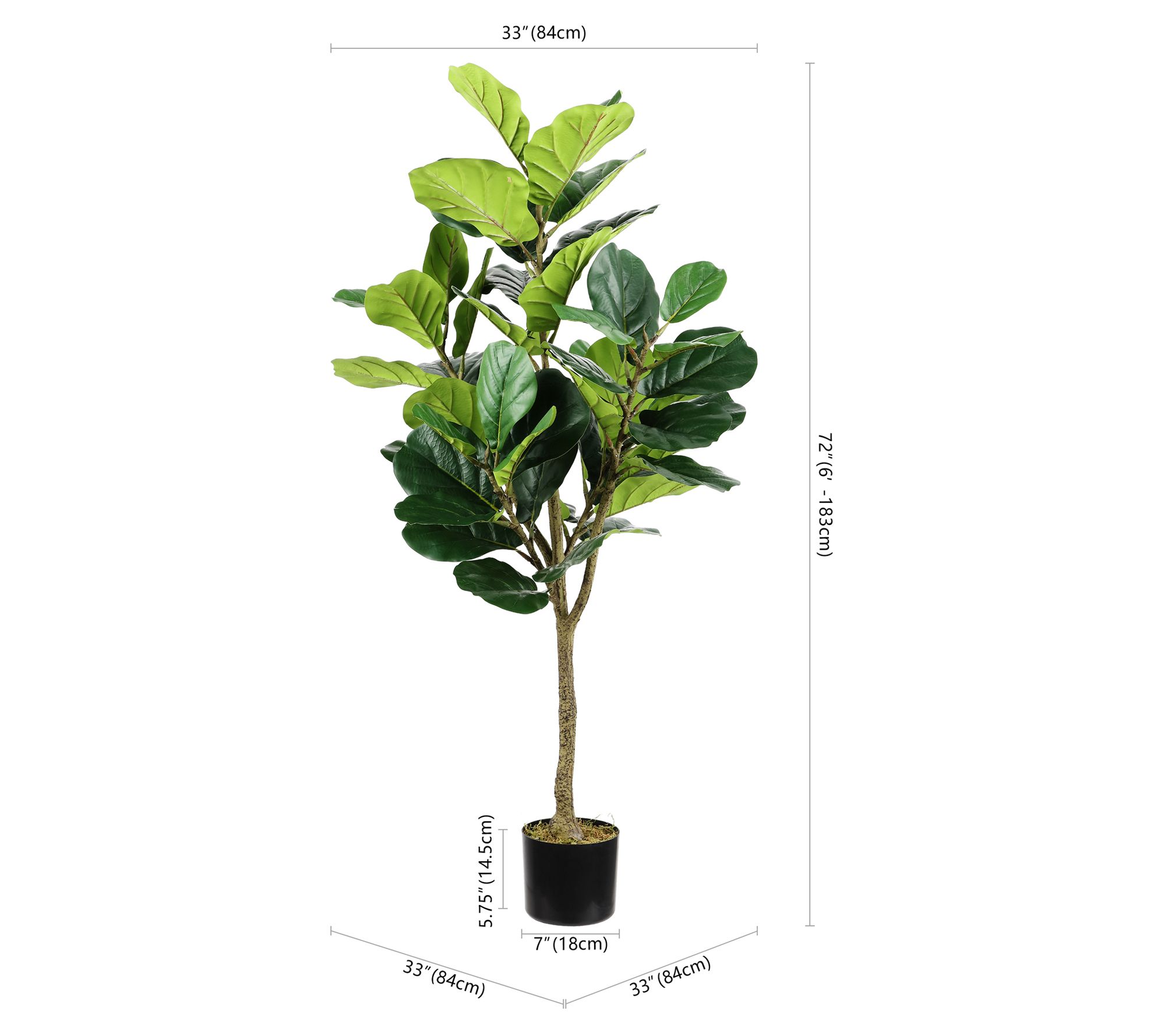 Safavieh Faux Multi Branch Fiddle Leaf Fig 72" Potted Tree
