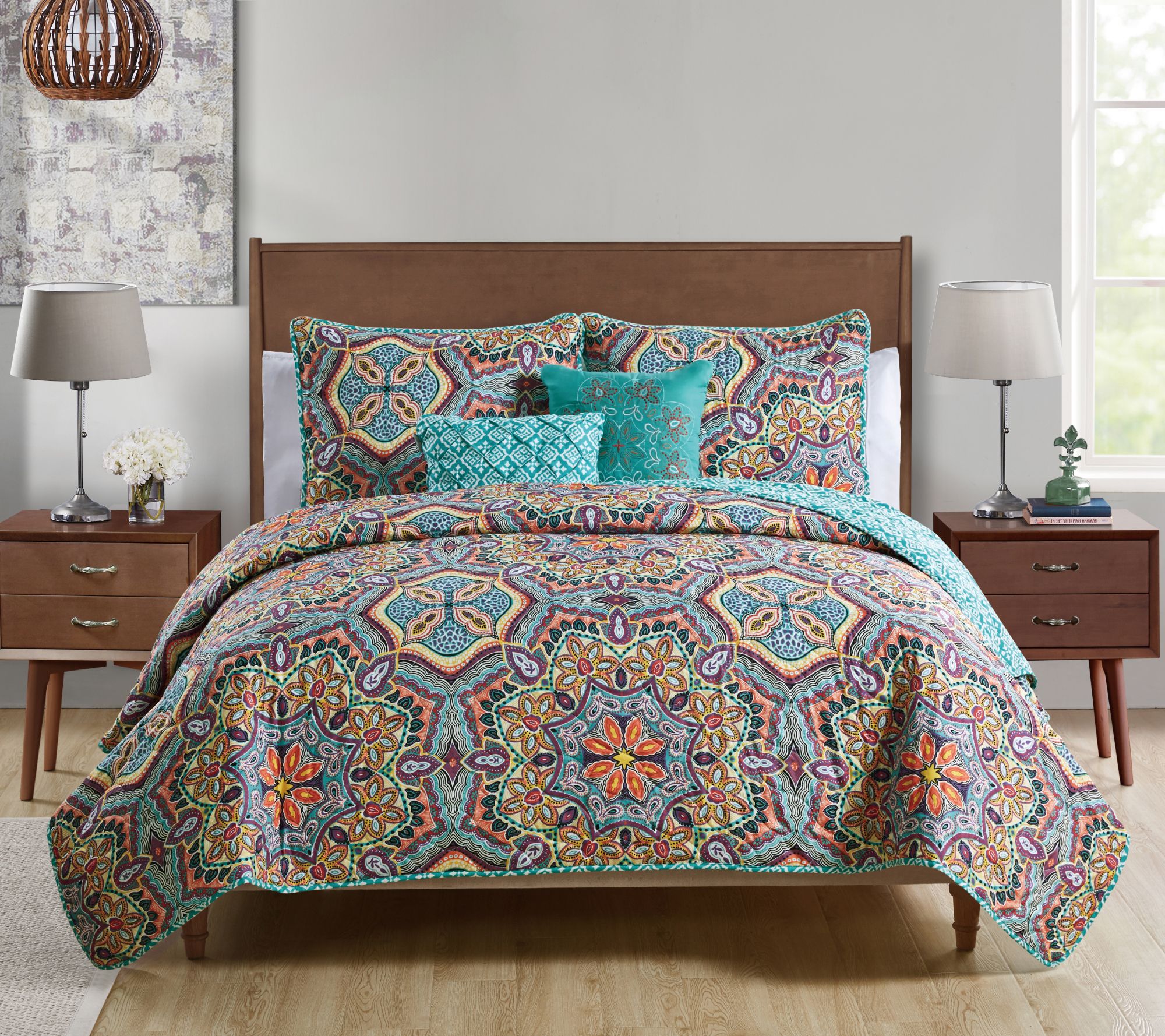 VCNY Home Yara Reversible Medallion Quilt Set, Twin/ Twin XL - QVC.com