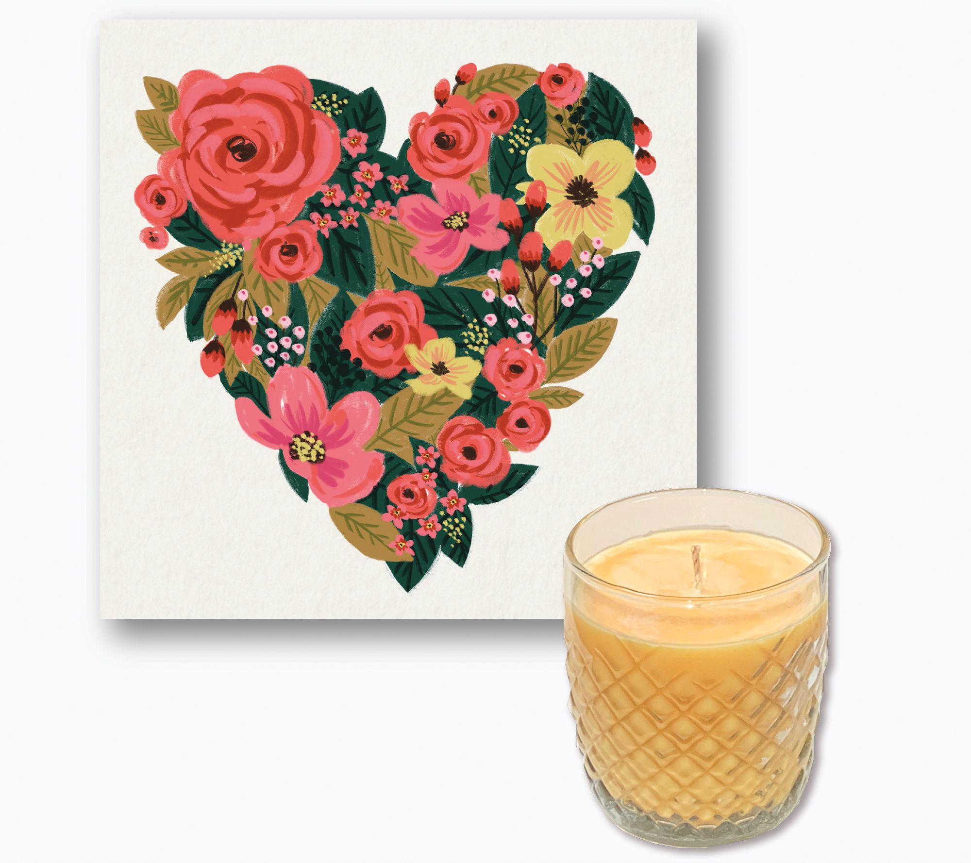 Courtside Be Mine I 8x8 Art Board & 9 oz Candle Set