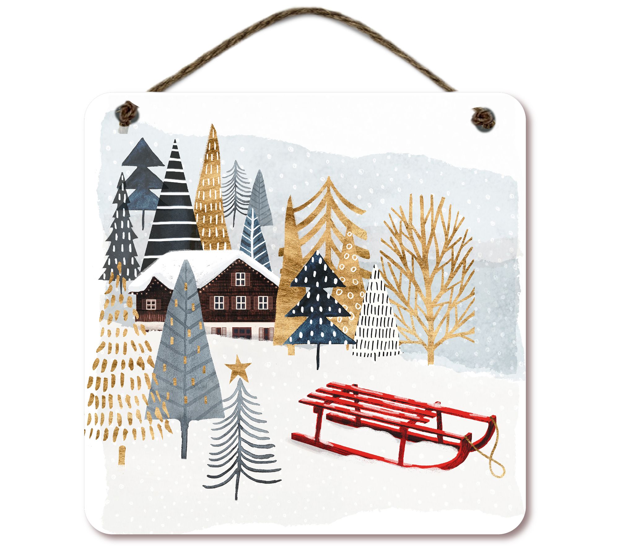 Courtside Market Christmas Woodland Scene 16x16 Hanging Sign
