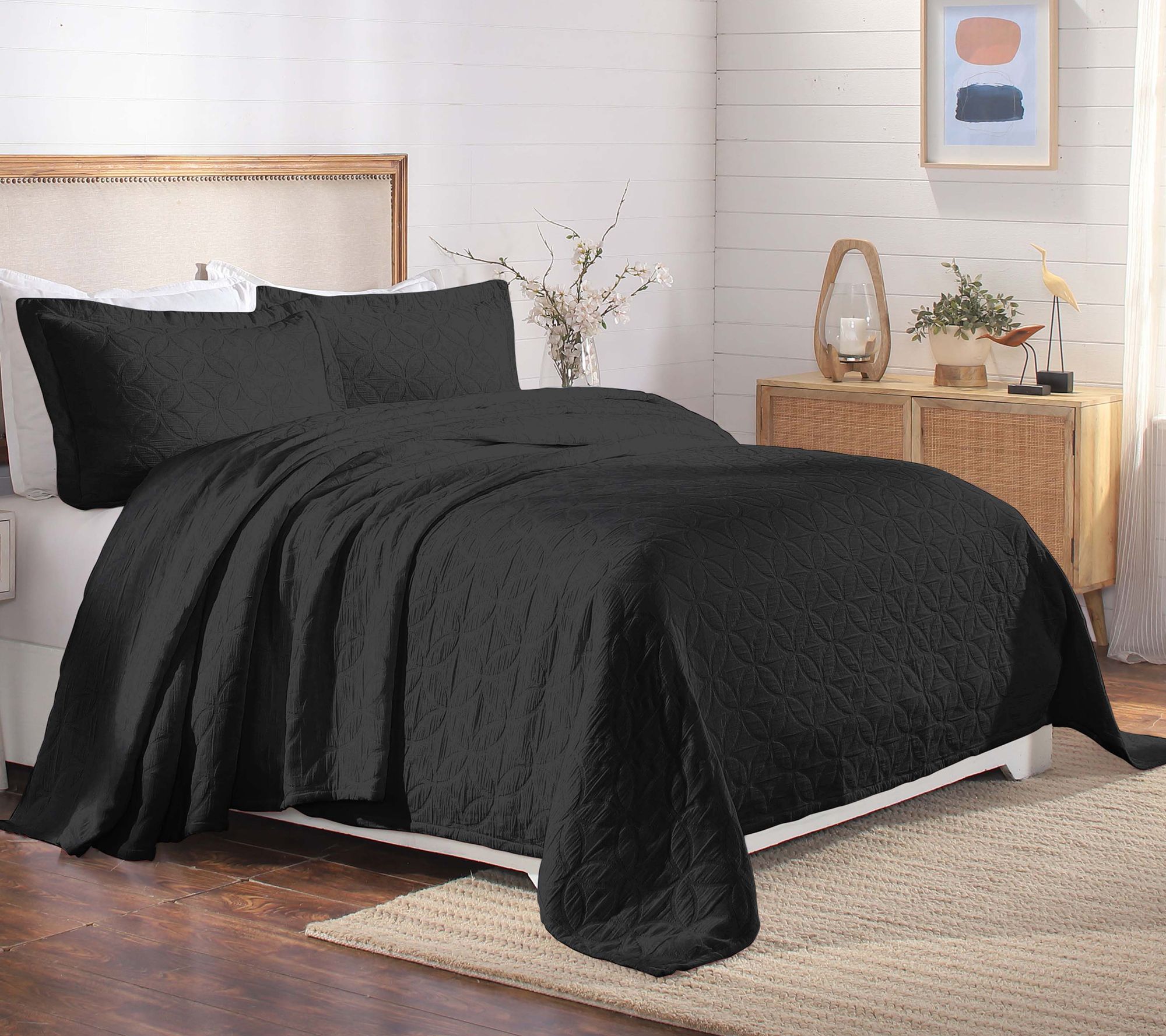 Superior Serenity Cotton Matelasse Weave Bedspread Set- King