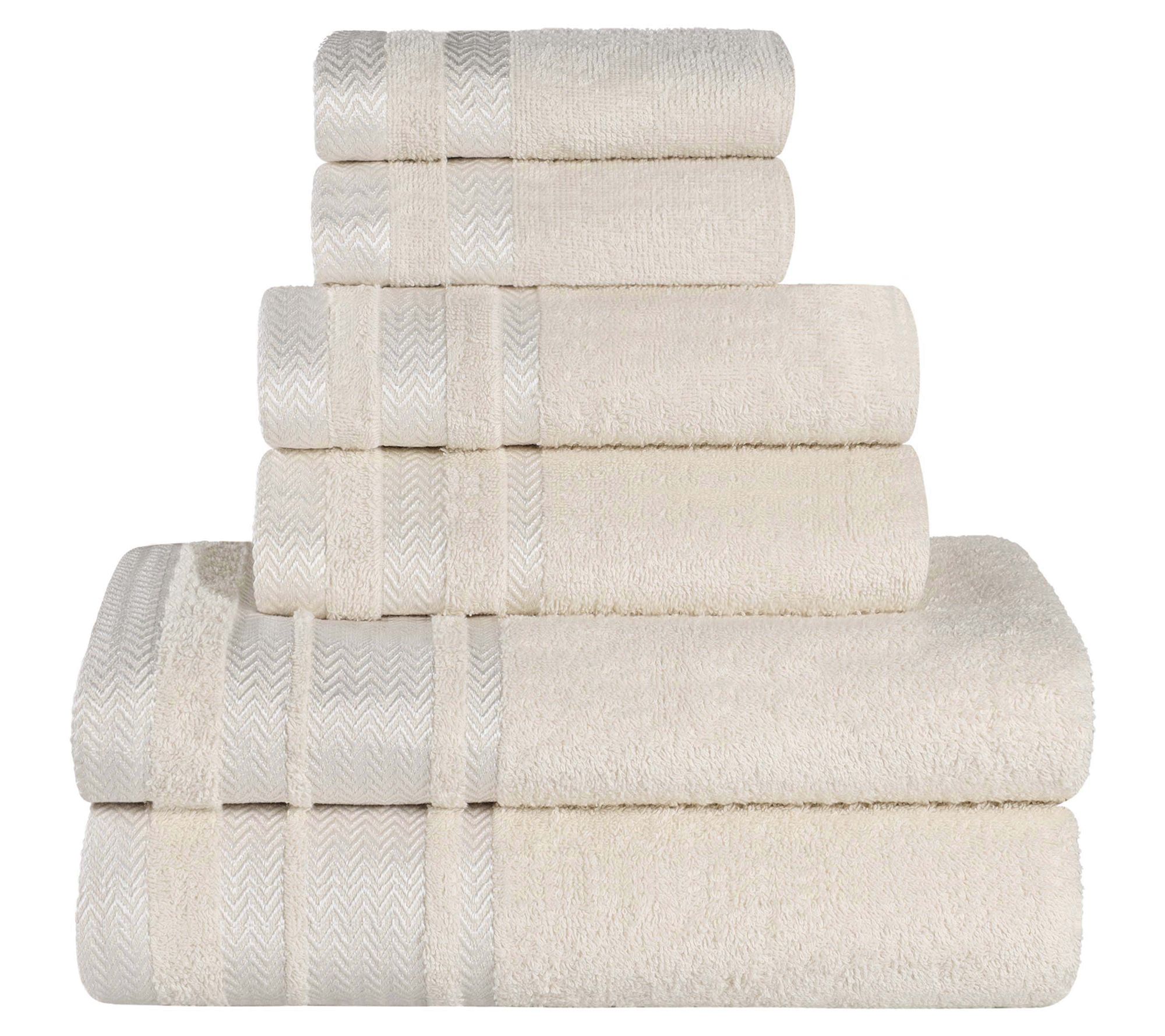 Superior 6pc Zero Twist Cotton Dobby Border Soft Towel Set - QVC.com