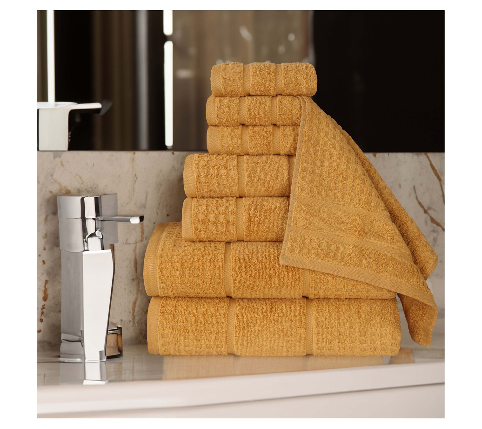 Superior Soft Zero Twist Cotton Waffle Honeycomb 8PC Towel Set