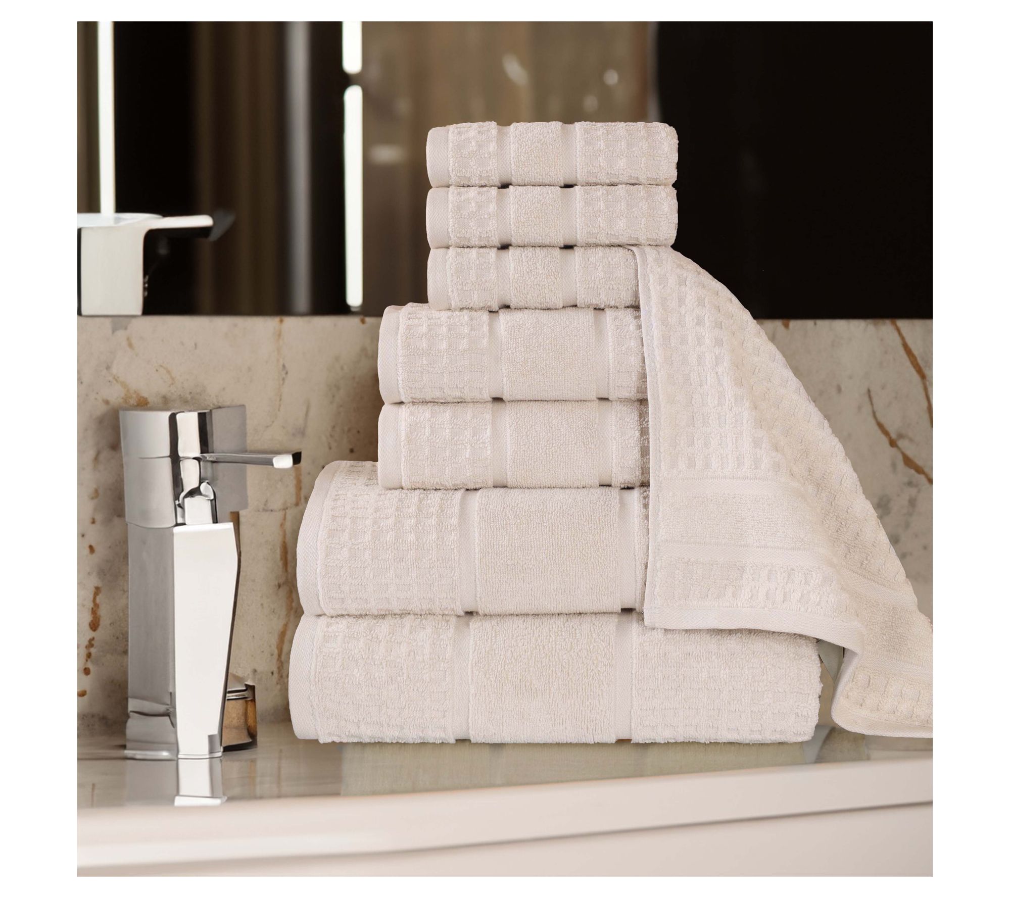 Superior Soft Zero Twist Cotton Waffle Honeycomb 8PC Towel Set