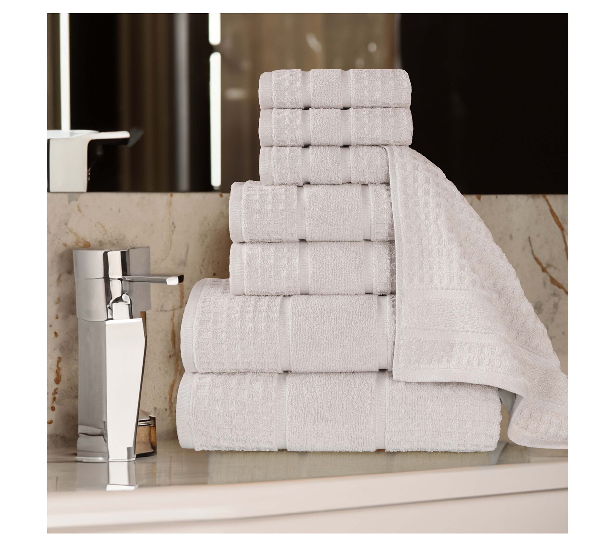 Superior Soft Zero Twist Cotton Waffle Honeycomb 8PC Towel Set