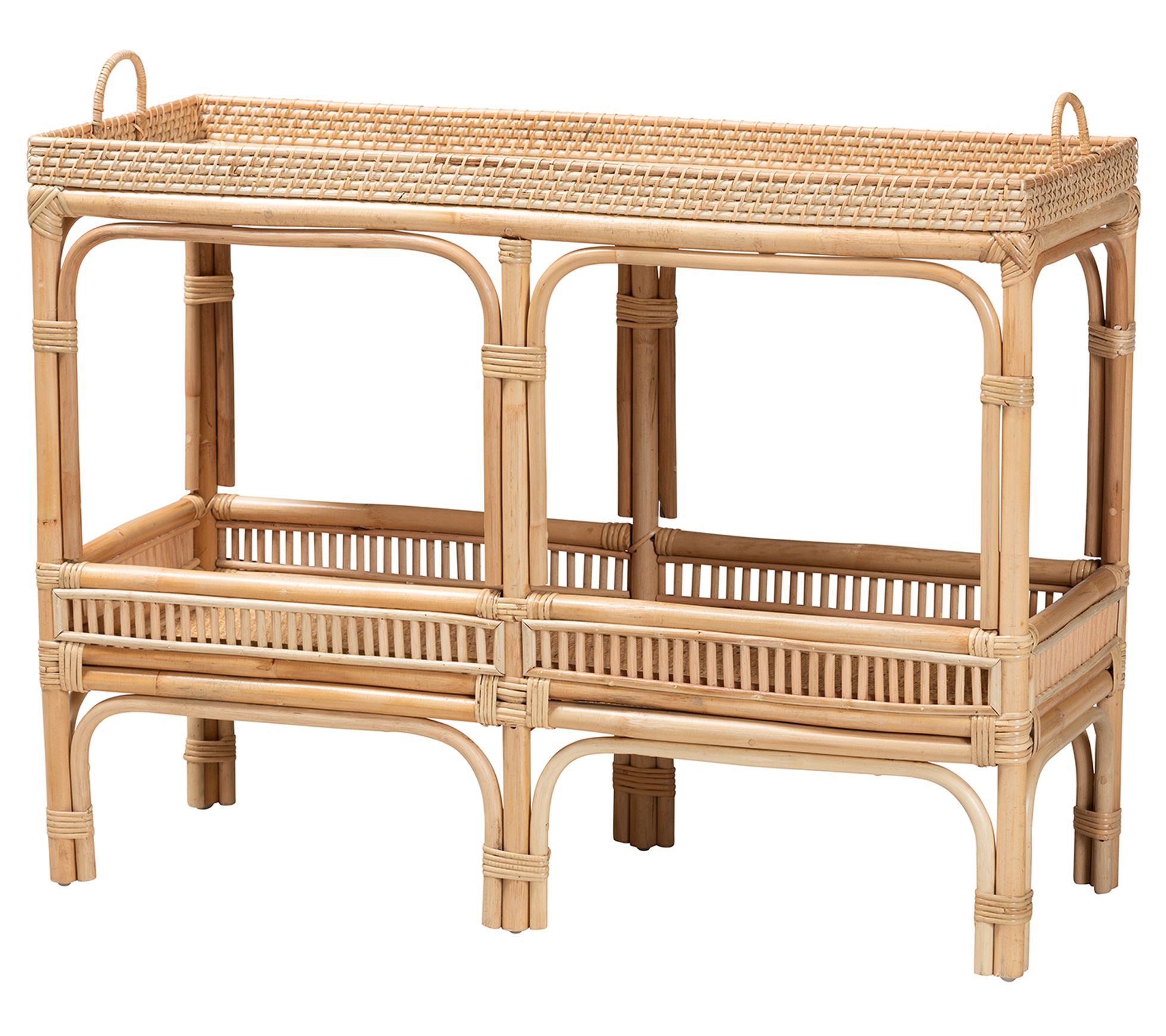 Baxton Studio Lombok Natural Brown Rattan Console Table