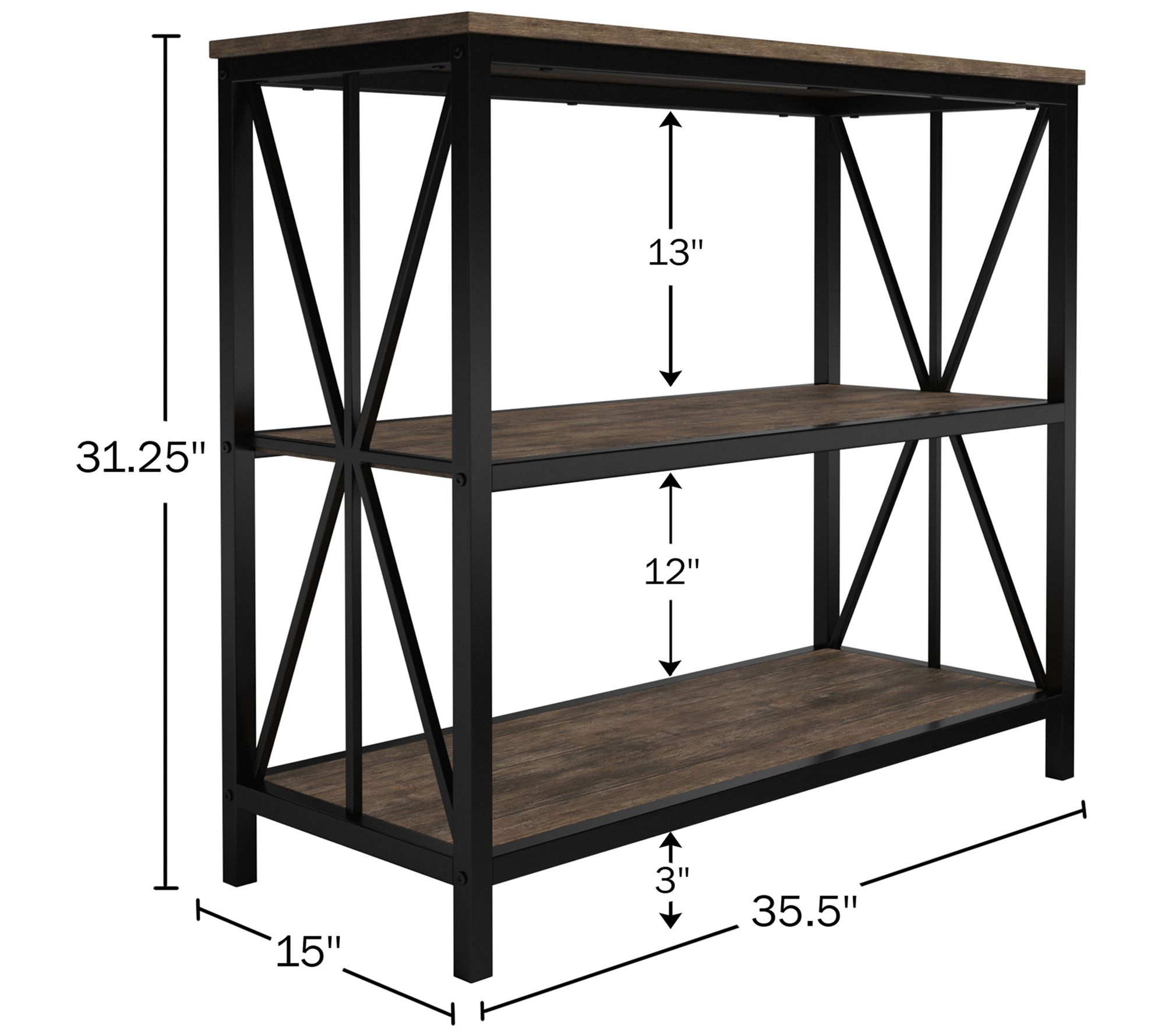 Lavish Home 2 Industrial Style Wooden 3-Tier Bookshelf Set - QVC.com