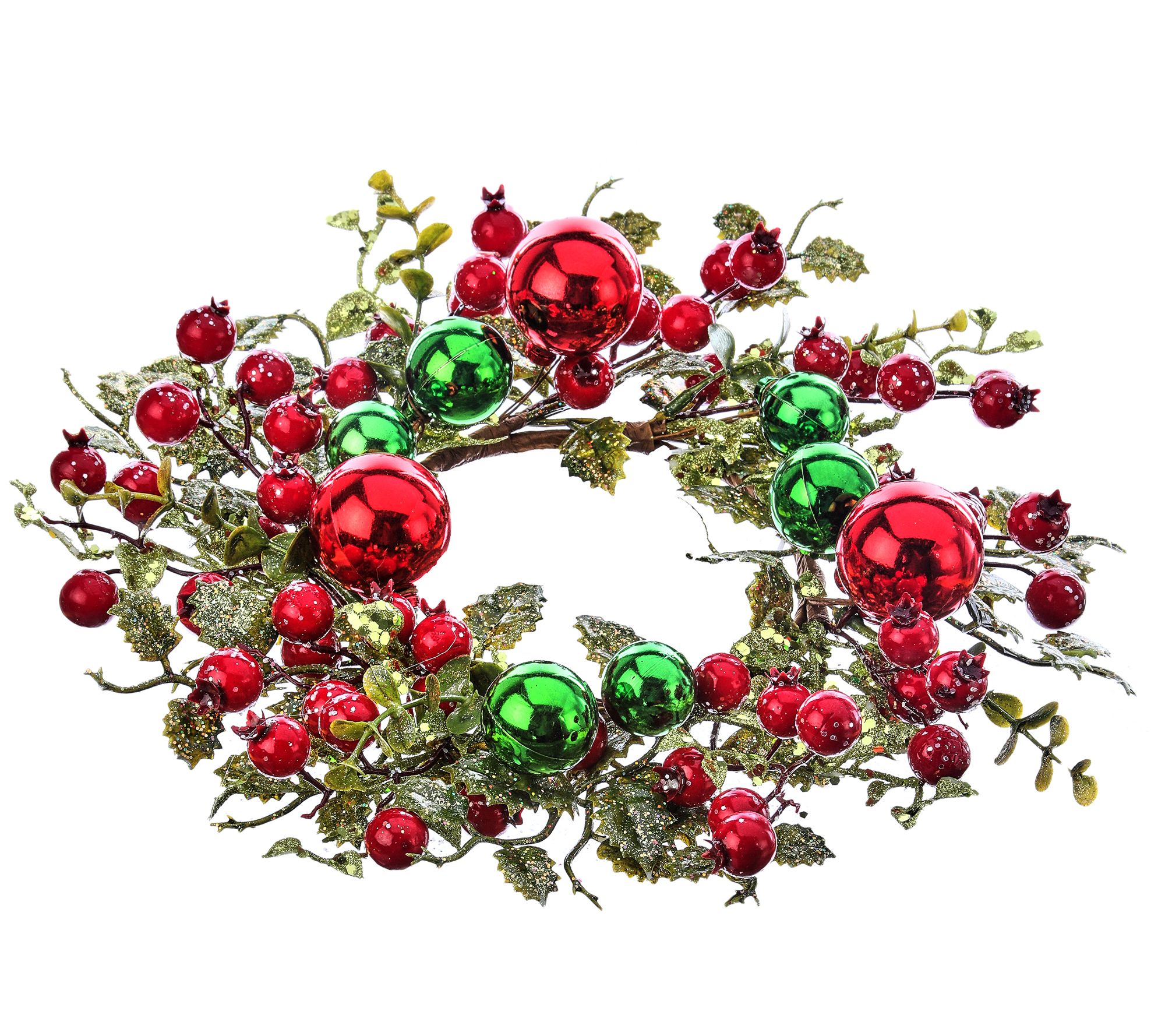12" Waterproof Berry Smilax Candle Ring by Valerie