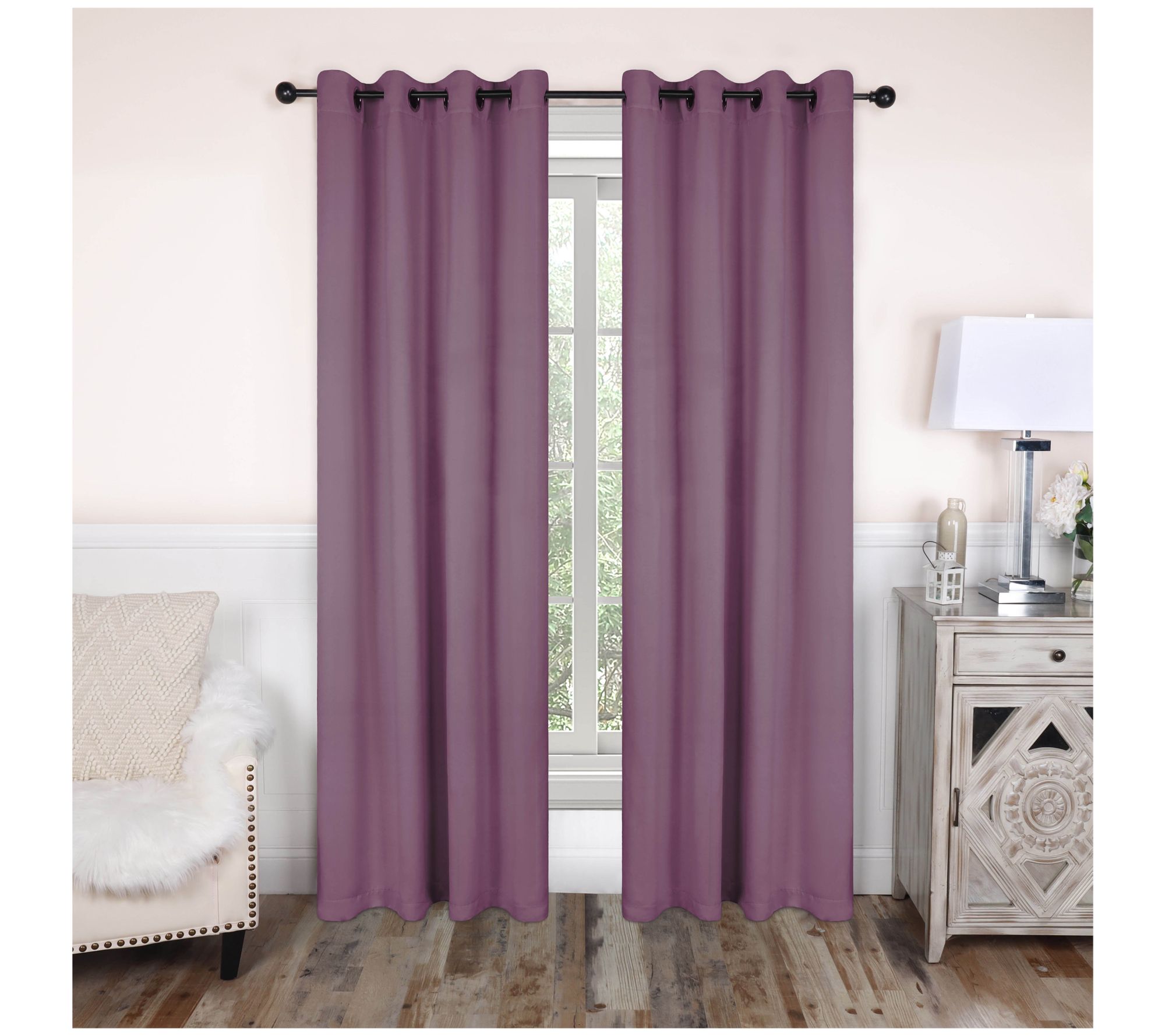 Superior Solid Blackout Curtain Panel Set, 52X72