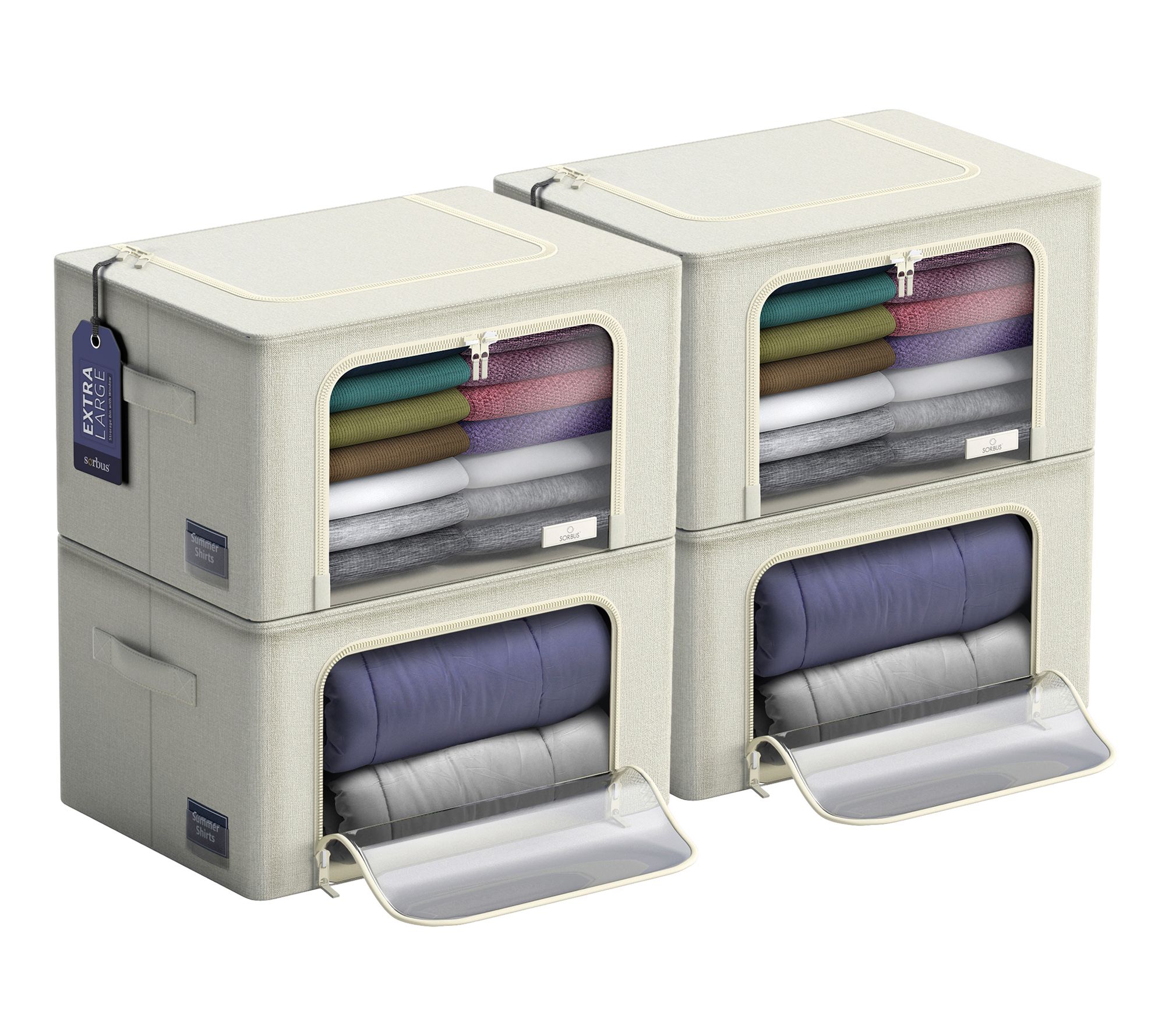 Sorbus Jumbo Storage Bins with Metal Frame 4 Pack