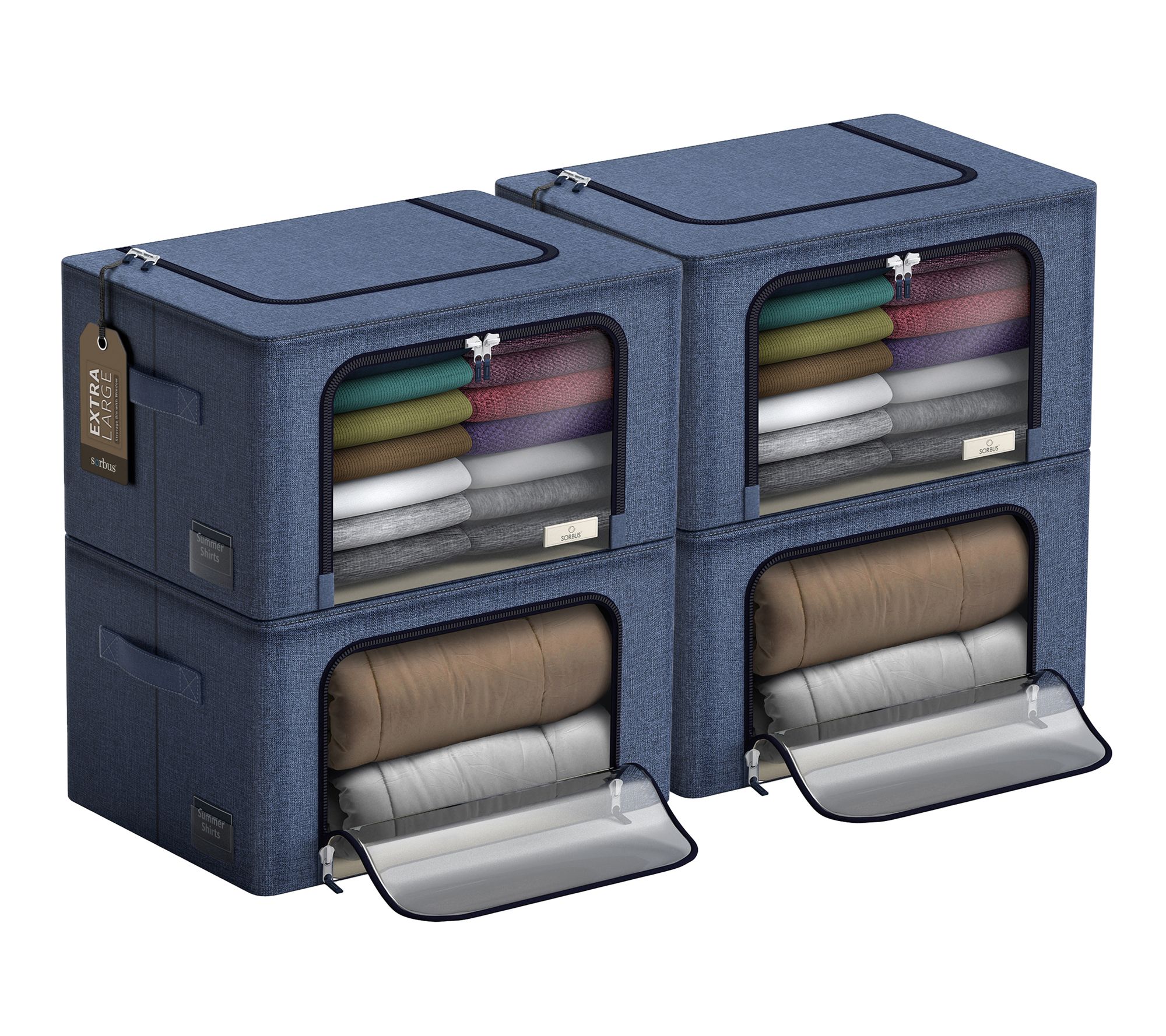 Sorbus Jumbo Storage Bins with Metal Frame 4 Pack