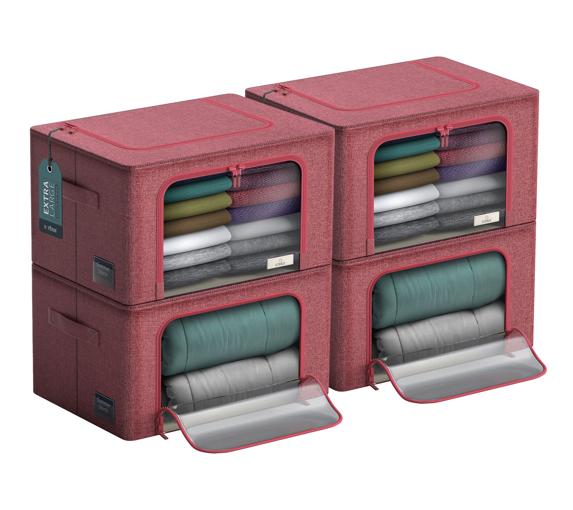 Sorbus Jumbo Storage Bins with Metal Frame 4 Pack