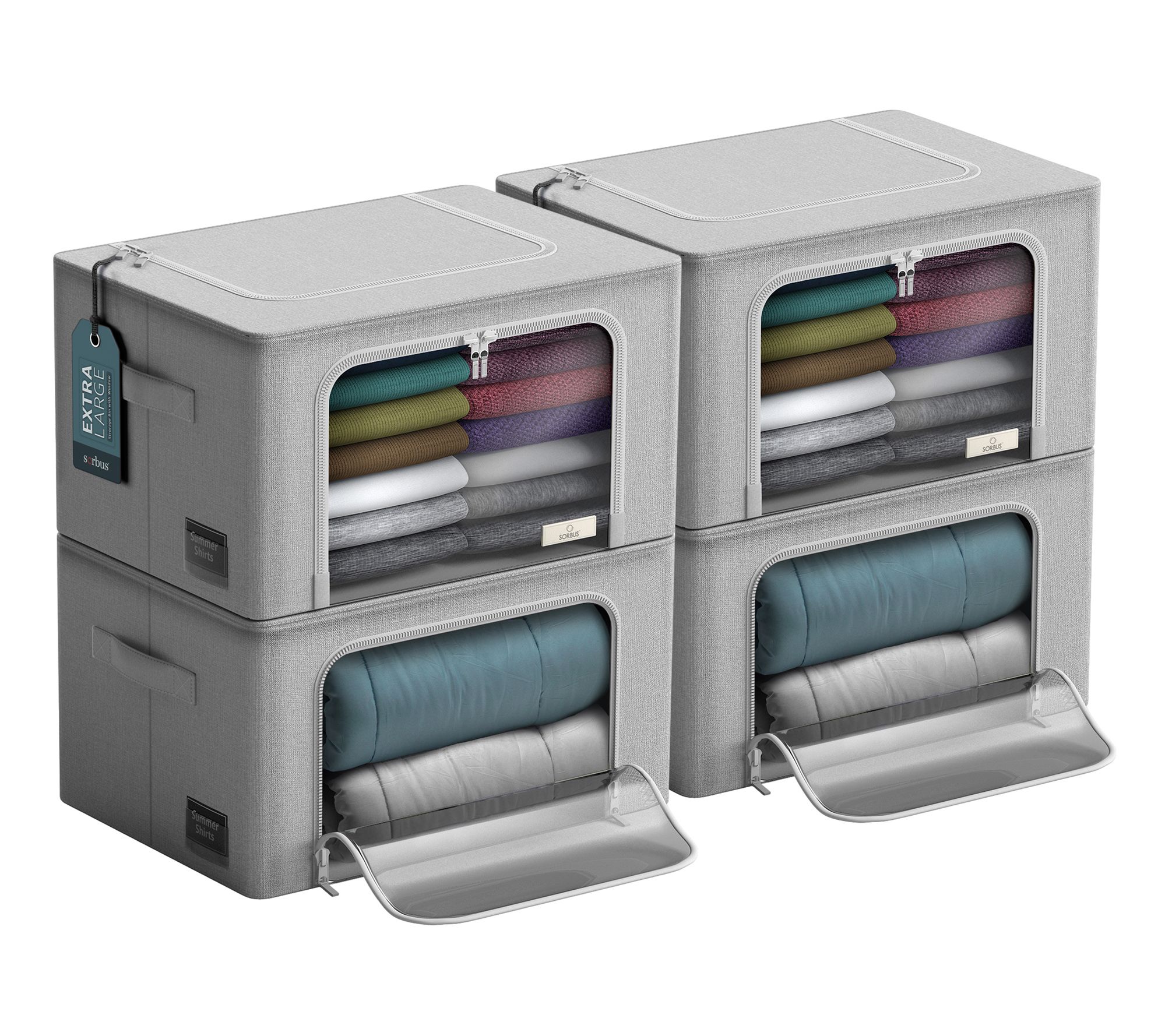 Sorbus Jumbo Storage Bins with Metal Frame 4 Pack