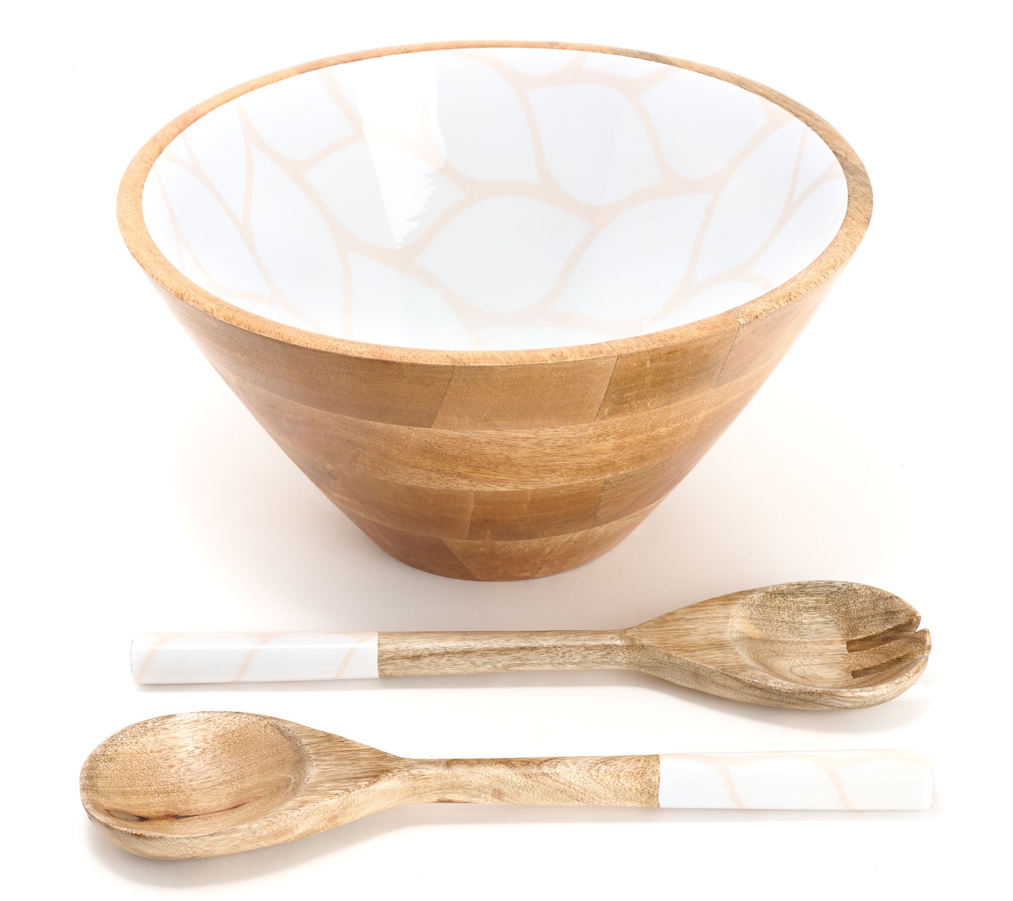 Temp-tations Carved Willow 4-qt Mango Wood Bowl with Servers