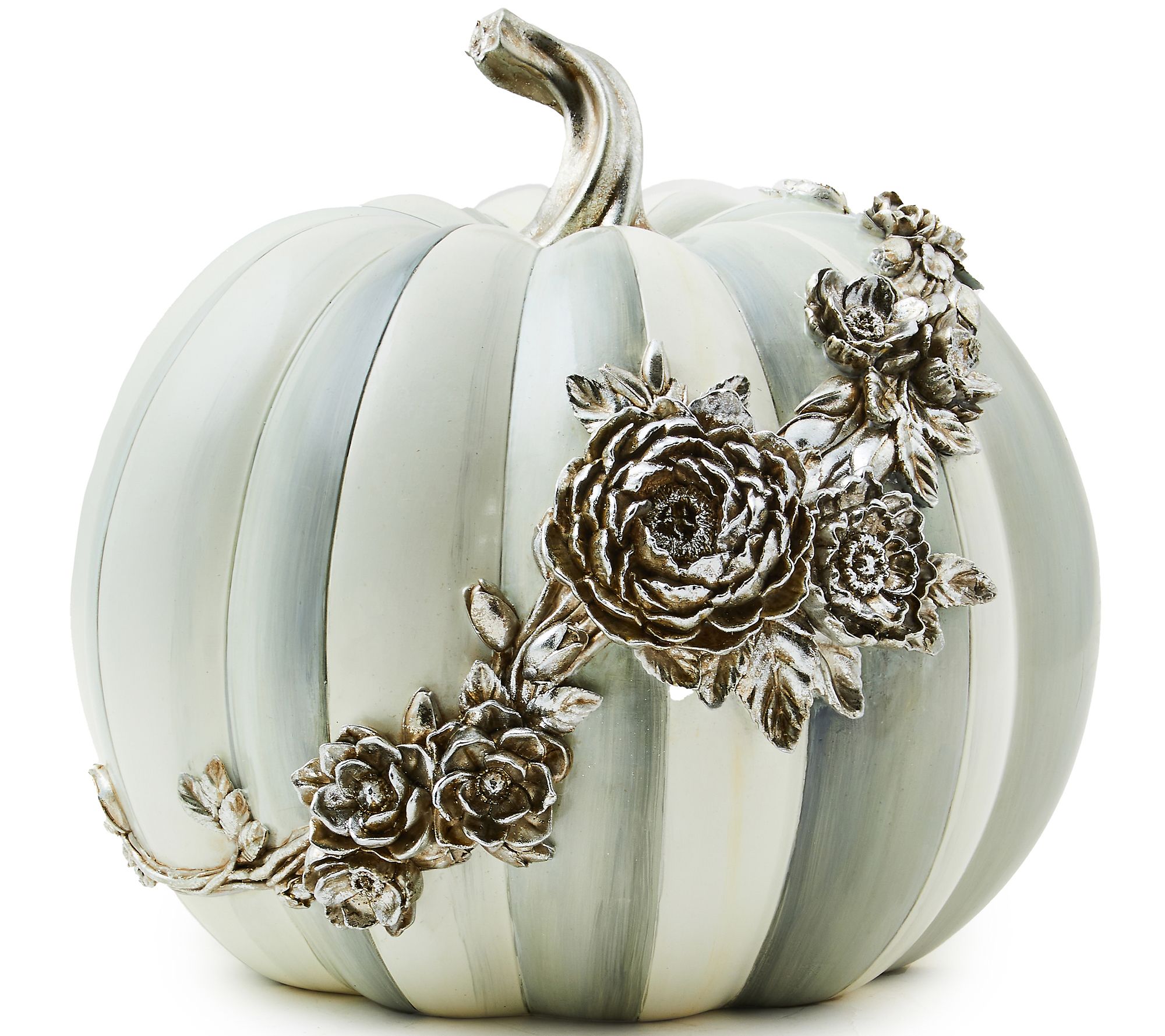 "As Is" MacKenzie- Childs Medium Sterling Stripe Pumpkin