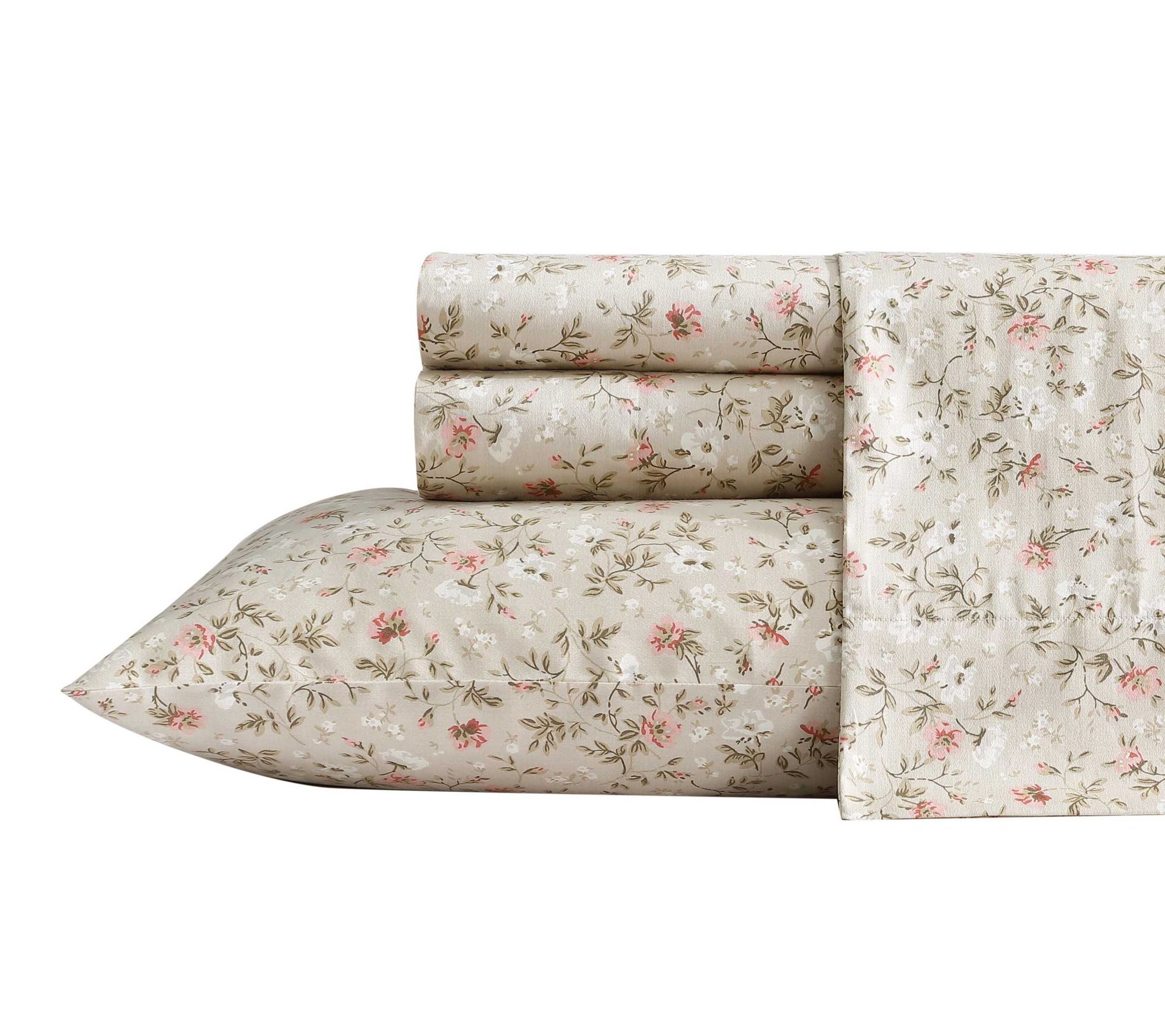 Laura Ashley Bonnie Beige-Pink King Sheet Set