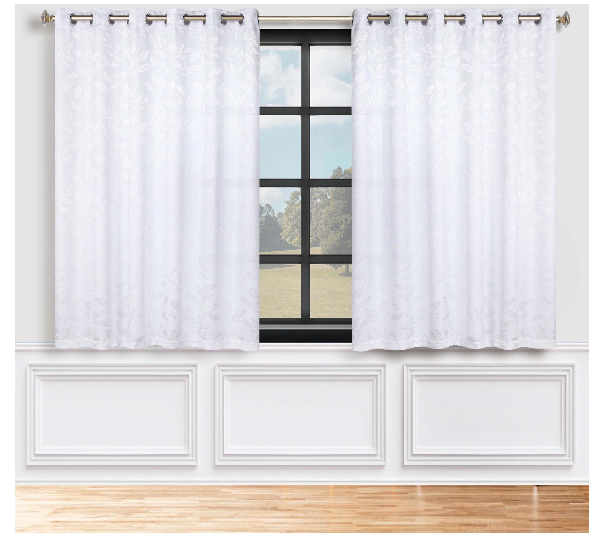 Superior Leaves Room Darkening Blackout Curtains Set, 70x63