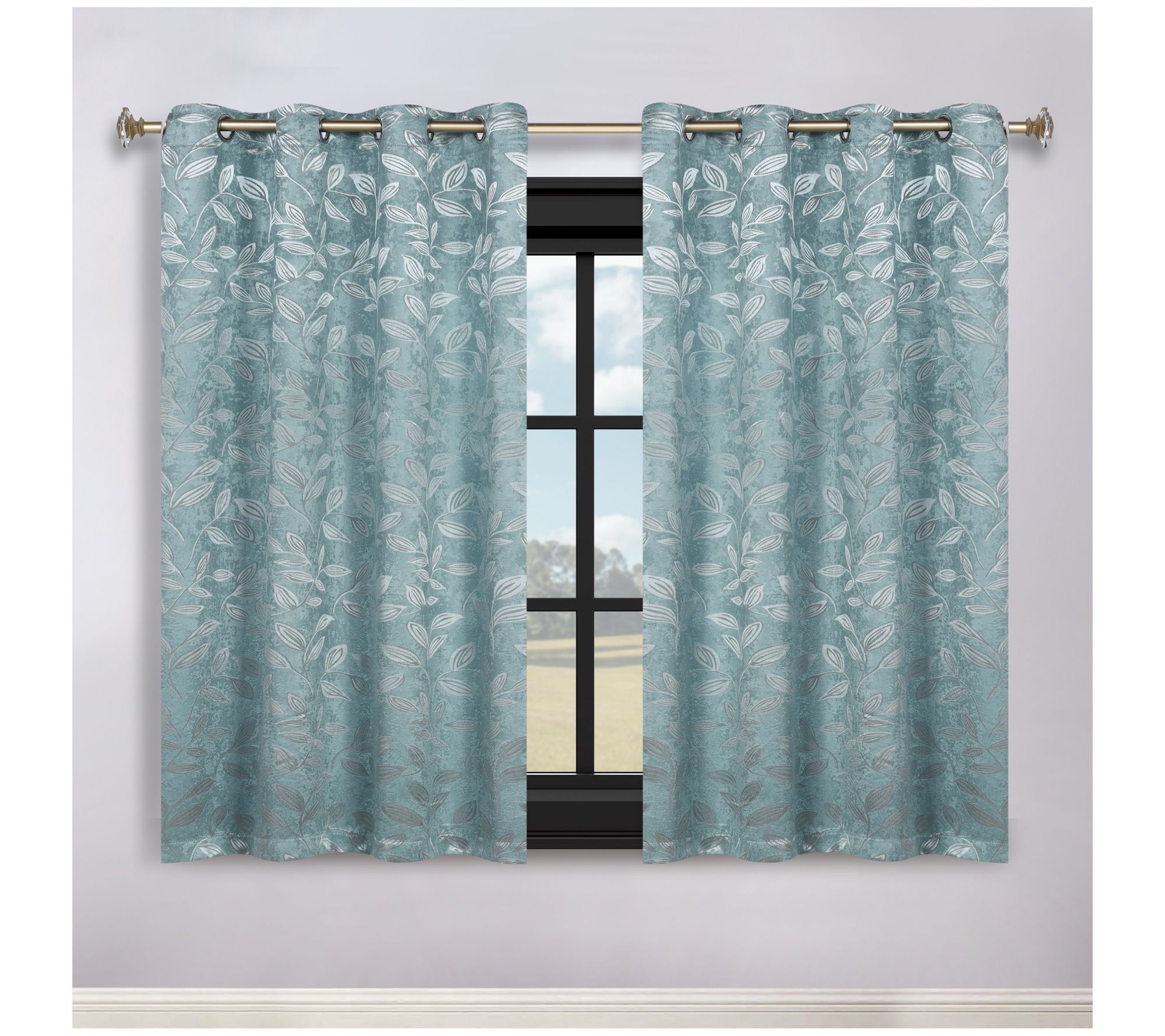 Superior Leaves Room Darkening Blackout Curtains Set, 70x63