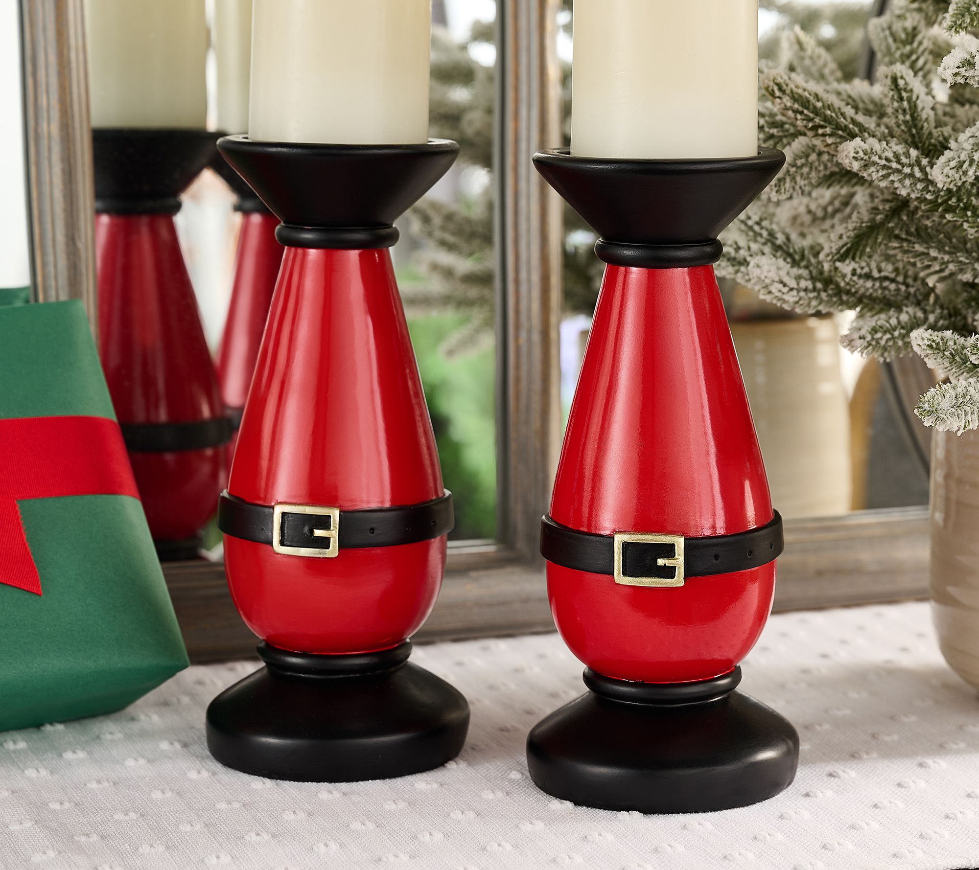 "As Is" Set of 2 10" Santa's Suit Pedestals by Valerie